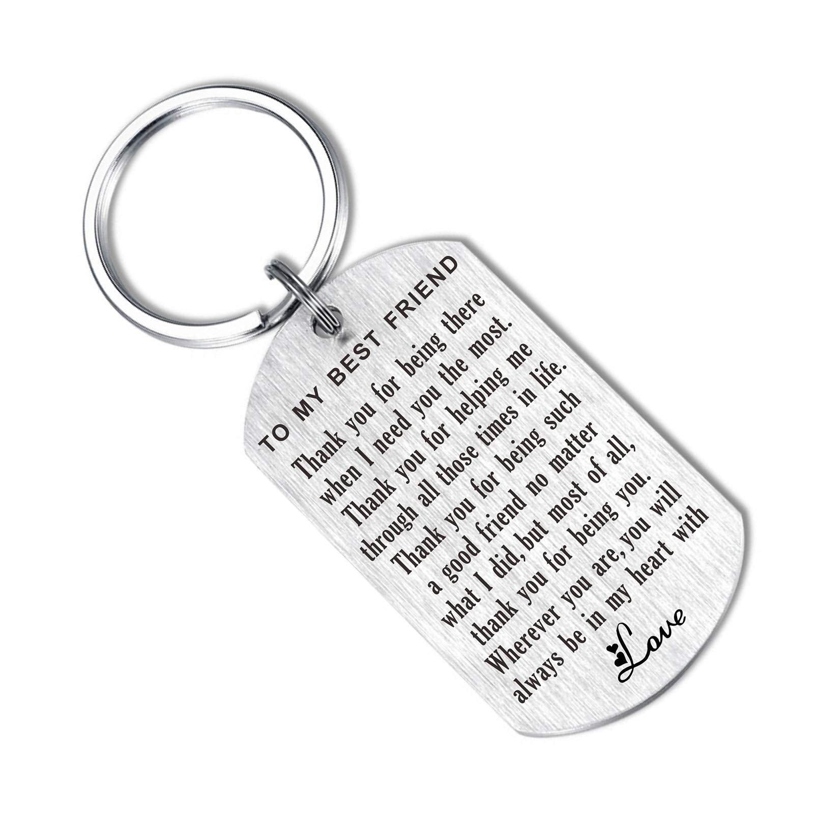 CPLJW Friend Gifts for Women, Engraved Keychain Necklace for Birthday Wedding Anniversary Cute Thoughtful Presents