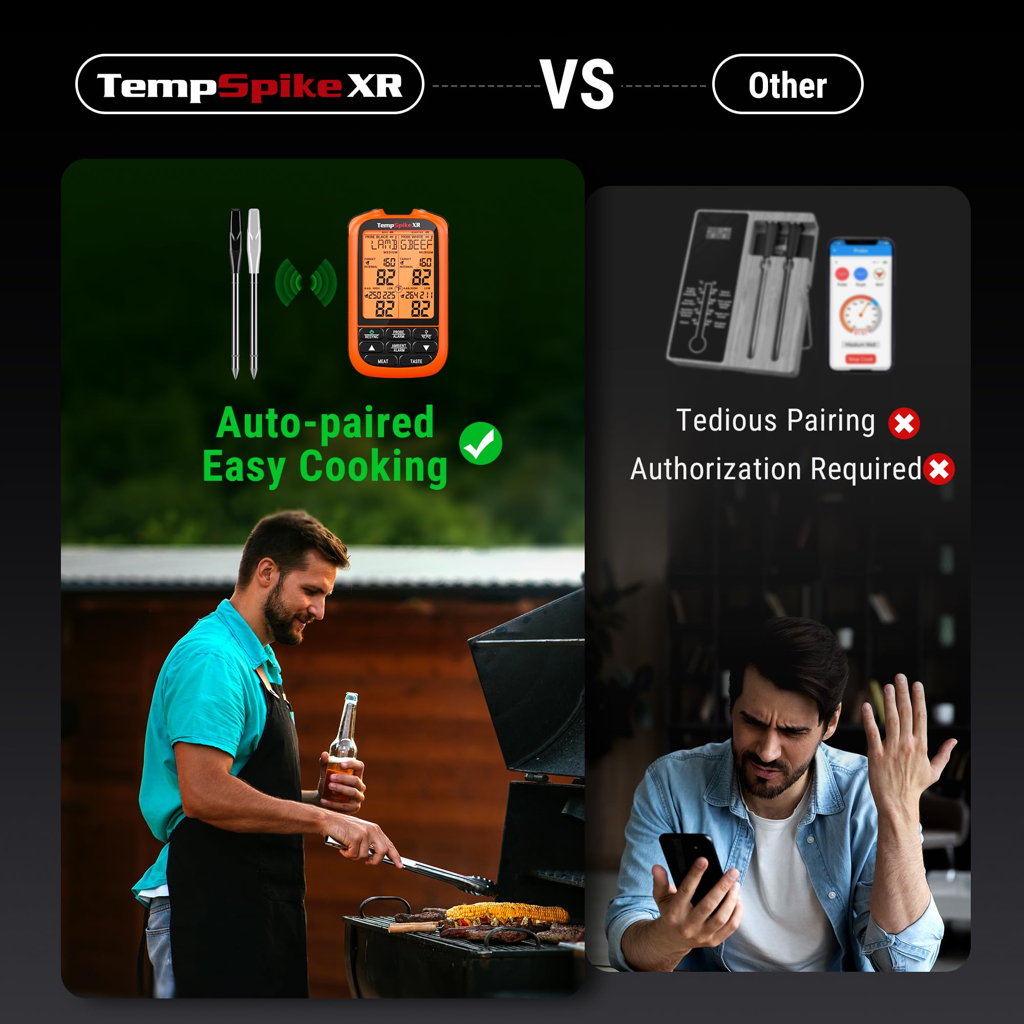 ThermoPro TempSpike 1000FT Wireless Meat Thermometer Digital with 2 Upgraded Ultra-Thin Probe, Smoker Thermometer Wireless for Oven/Rotisserie/Sous Vide/Stove/BBQ Grill Thermometer