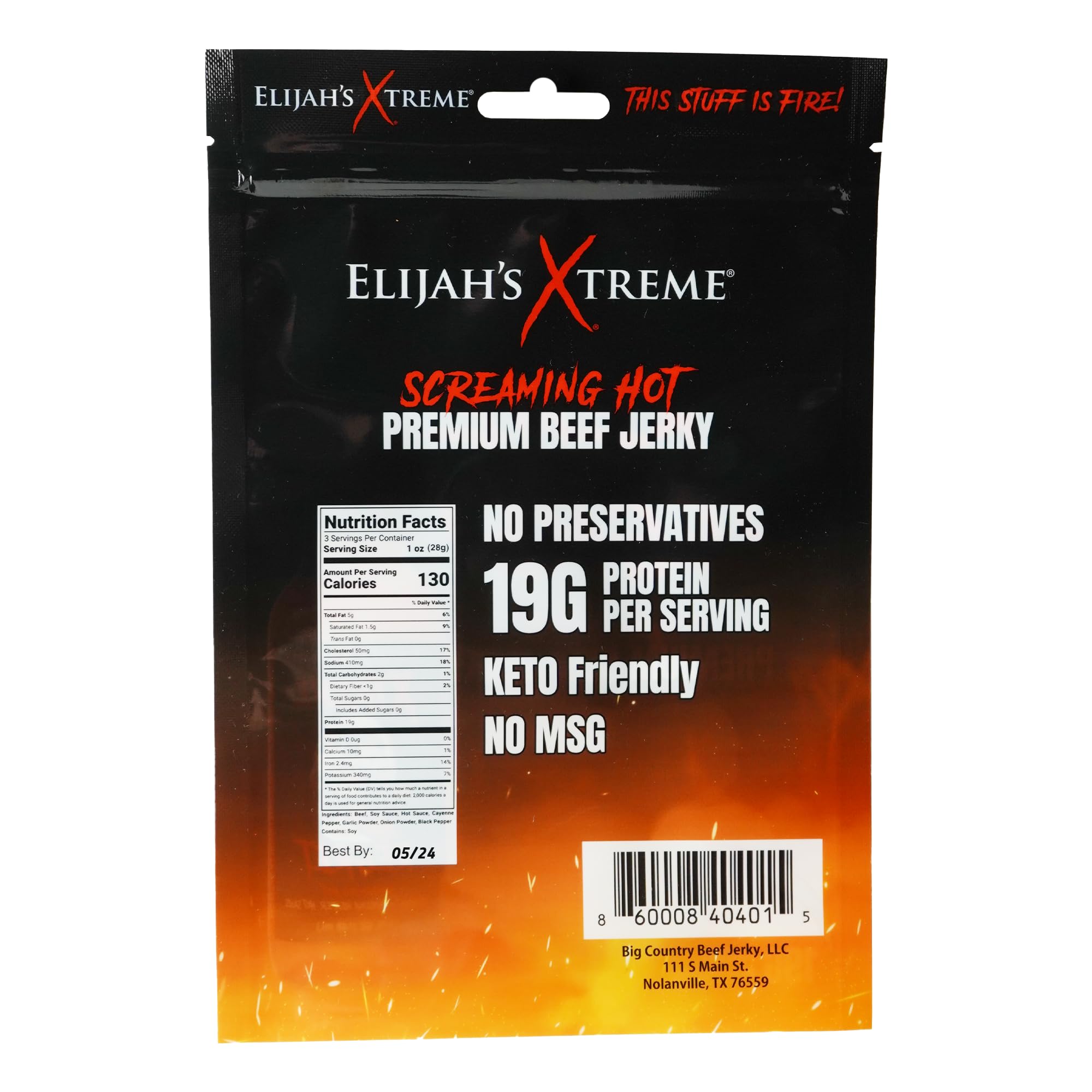 Elijah's Xtreme Regret Spicy Beef Jerky, Carolina Reaper Hot Beef Jerky, Premium Beef Jerky Snack Packs, Perfect for Snack Lovers