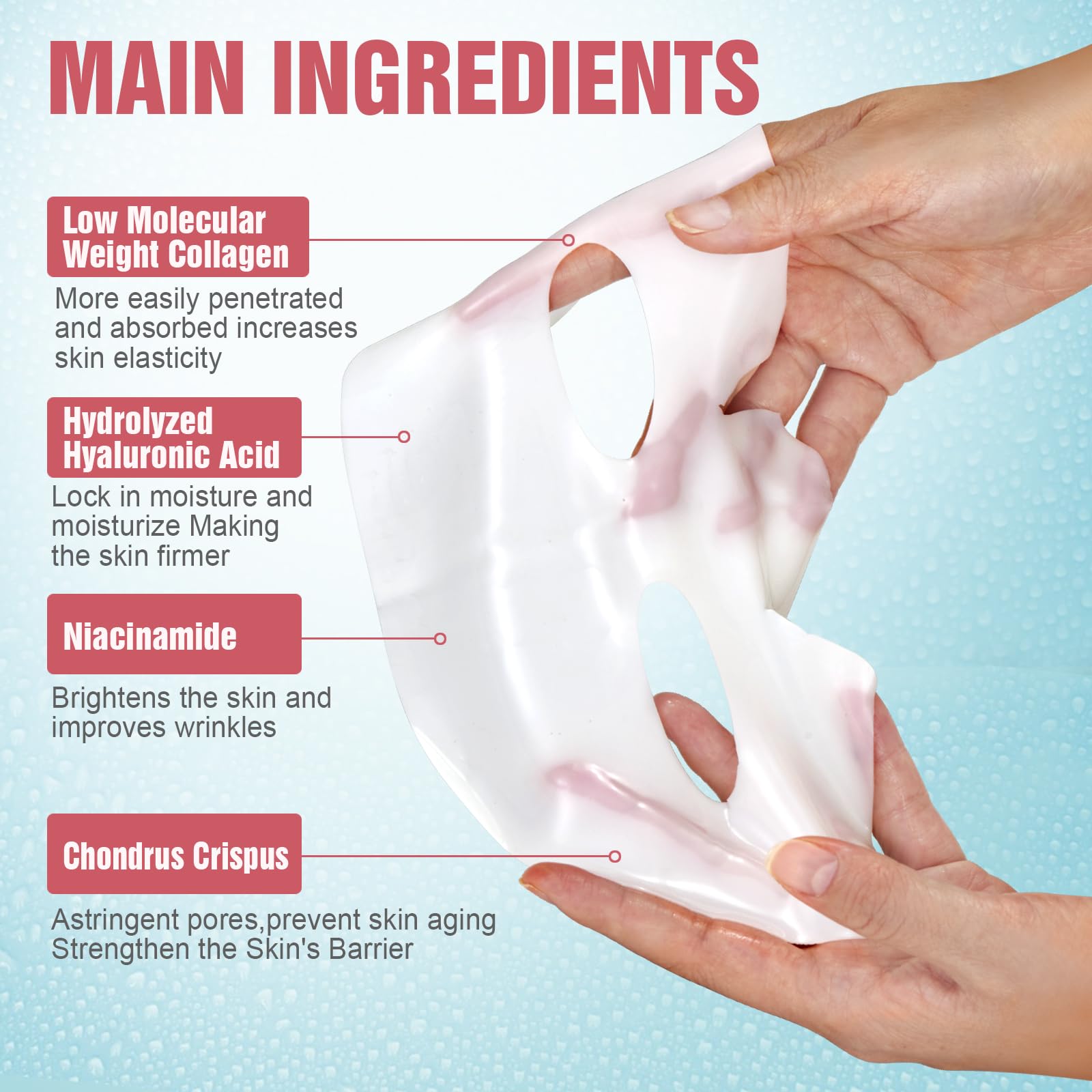 Deep Collagen Face Mask Overnight, Bio- Collagen Mask Real Deep Mask, Hydrating Hydrogel Masks with Low Molecular Collagen for Firming, Elasticity, Pore Minimizing 40g x 5ea Easter Basket Stuffers