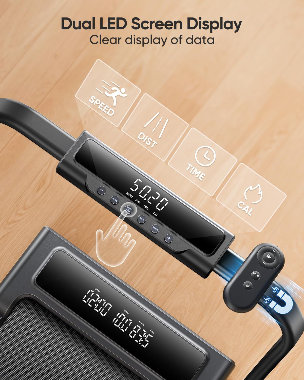 TOPUTURE 4 in 1 Walking Pad Treadmill with Incline and Handle, 2.5HP with Dual Display and Mute Control, Foldable Under Desk Treadmills for Home with App Bluetooth Folding Treadmill for Small Space