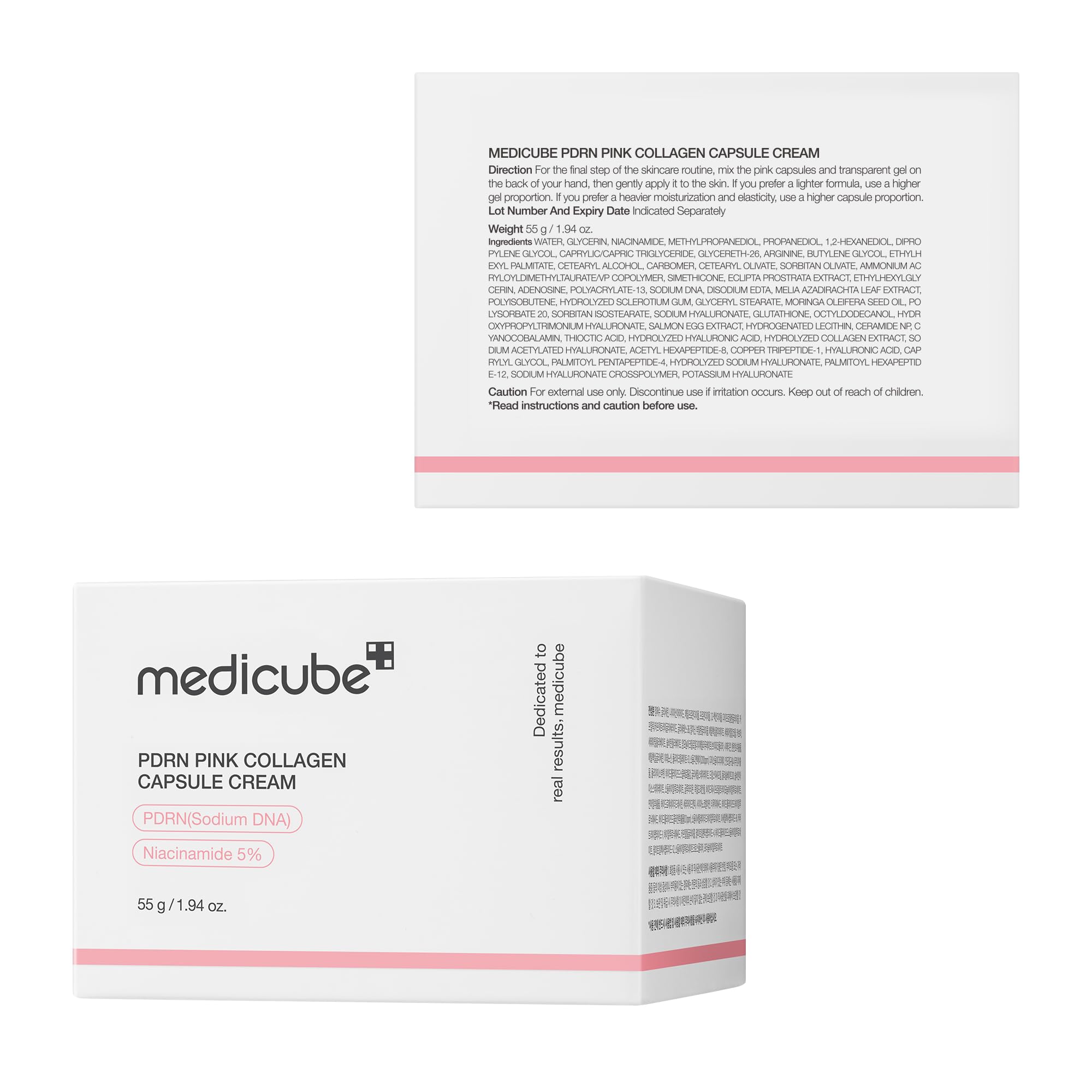 medicube Salmon DNA PDRN Pink Collagen Capsule Cream, Face Moisturizer | Lightweight Moisturizing Cream | PDRN, Niacinamide for Uneven Skin Tone, Glow hydration | Korean Skin Care 1.94 oz