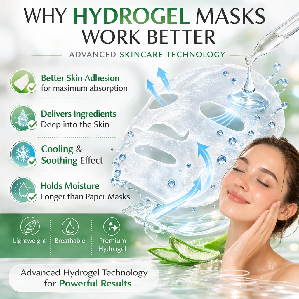 ESTHEBIEN Hydrogel Collagen Face Mask – Deep Hydration Sheet Mask with Aloe Vera, Firming & Anti-Wrinkle Korean Skincare, Spa-Grade Hydrogel Mask for Dry Skin, 4 Pack