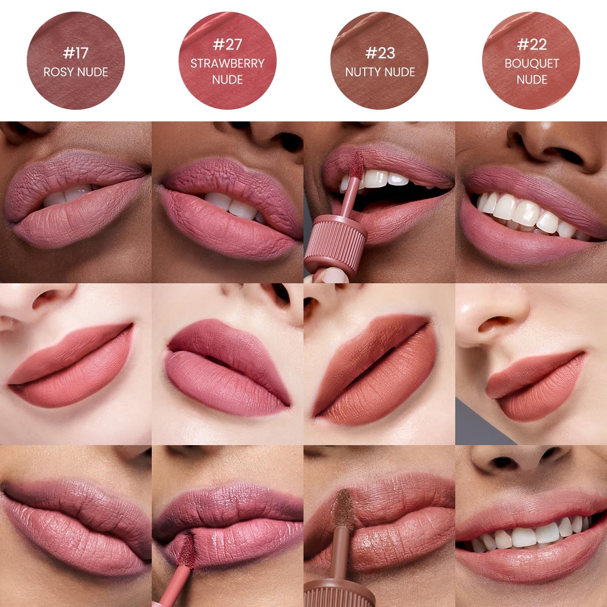 Peripera Ink the Velvet Lip Tint, High Pigment Color, Longwear, Weightless, Not Animal Tested, Gluten-Free, Paraben-Free (017 ROSY NUDE)
