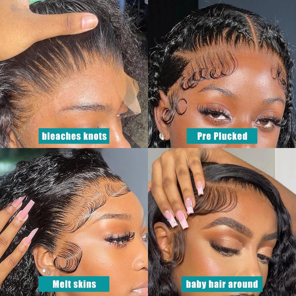 PECODE 13x6 Deep Wave Lace Front Wigs Human Hair 20 Inch HD180 Density Deep Curly Lace Front Wigs Human Hair Wigs for Women Lace Frontal Wigs Human Hair Pre Plucked with Baby Hair