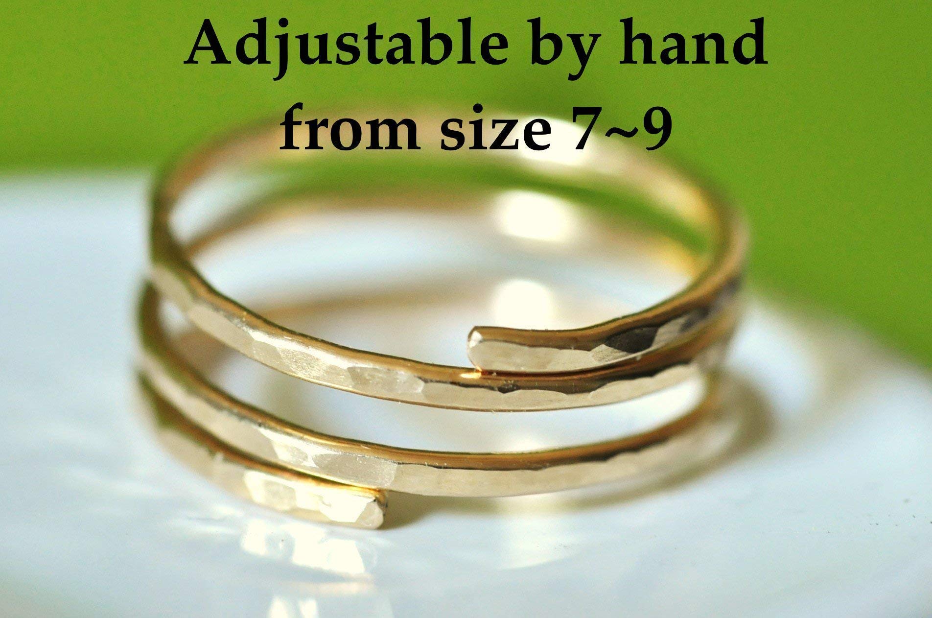 14k gold filled Adjustable wire wrap ring, thumb ring, pregnancy ring, Handmade in USA by Mu-Yin Jewelry (MEDIUM size 8)