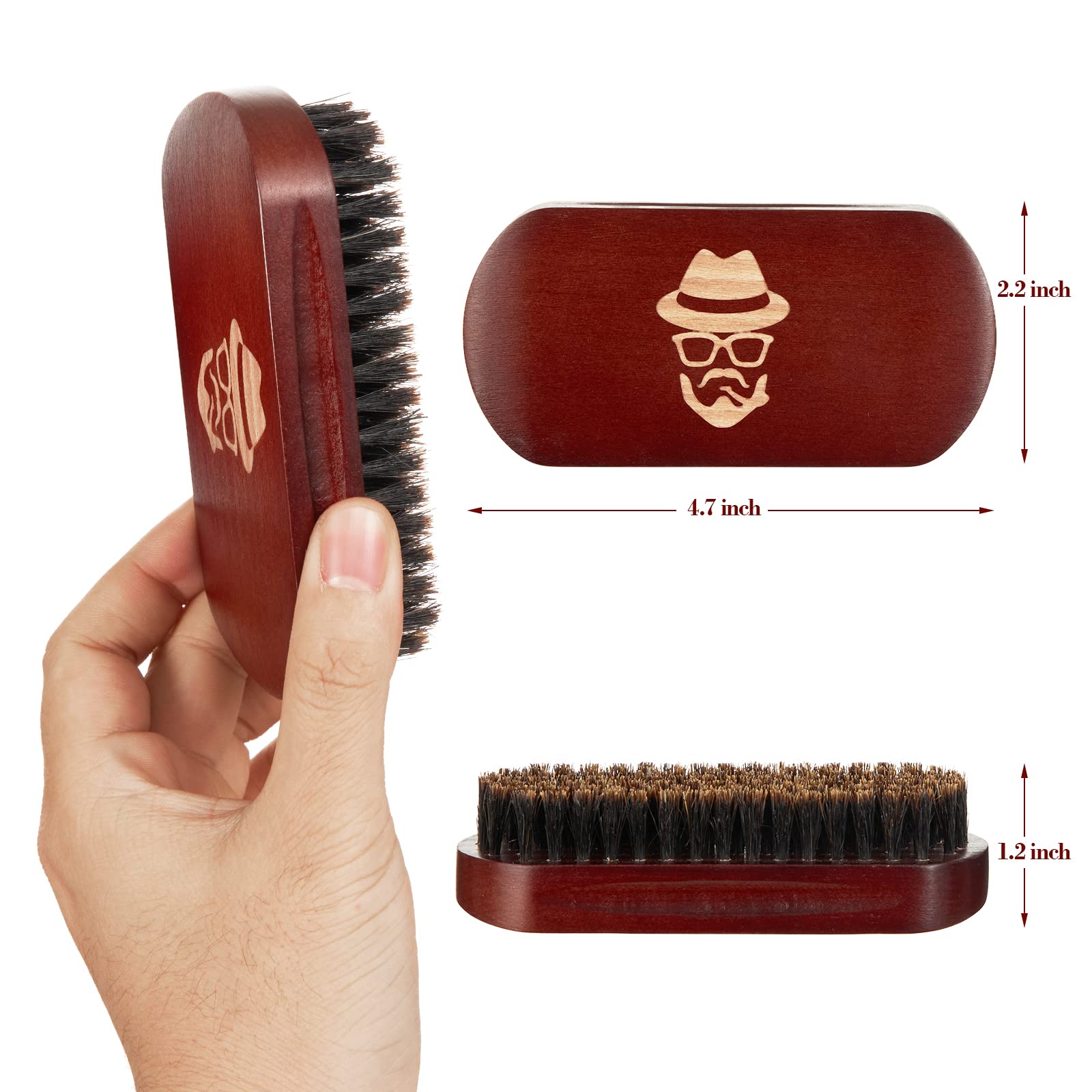 Beard Brush, 100% Boar Bristle Natural Black Walnut Wood Beard Comb Hair Mustache Shaving Brush Facial Hair Brush