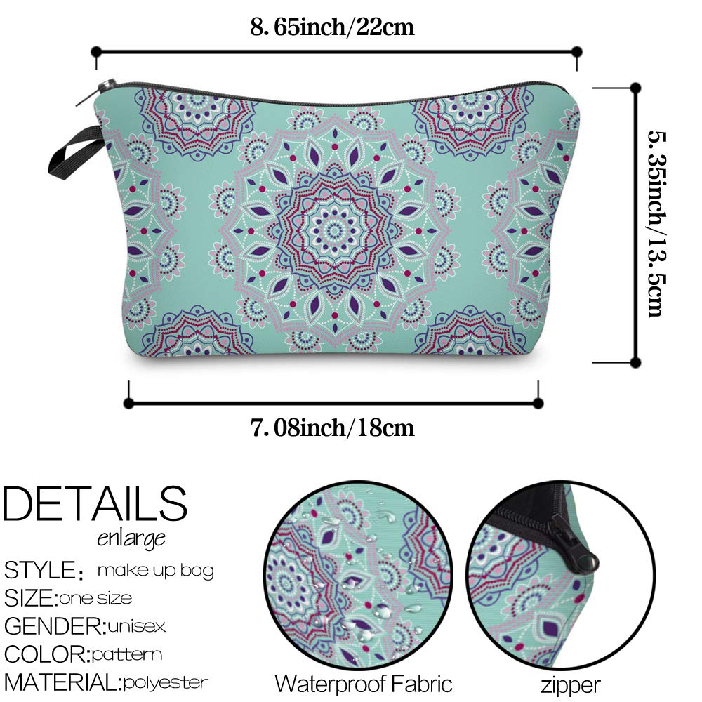 Deanfun Cosmetic Bag for Women, Mandala Flowers Waterproof Makeup Bags Roomy Toiletry Pouch Travel Accessories Gifts (51456)