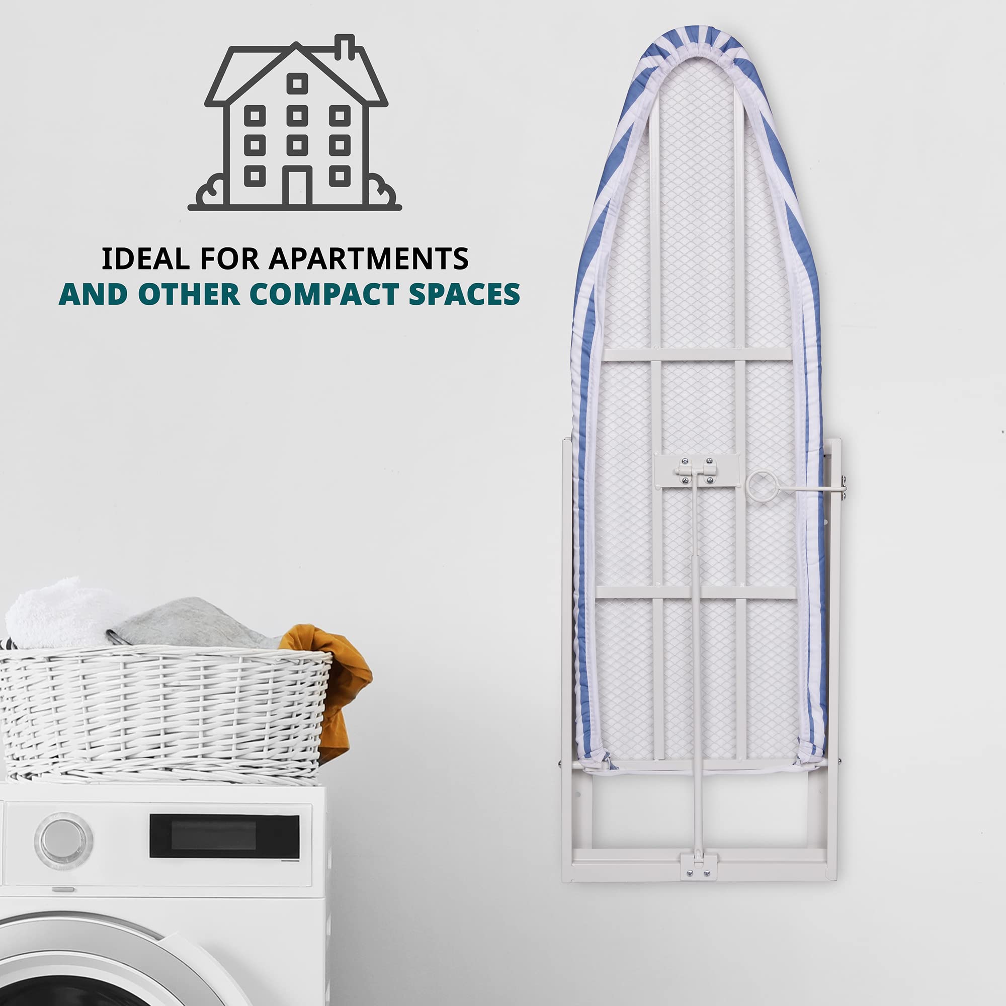 Ivation Wall-Mounted Ironing Board | Foldable 36.2” x 12.2” Ironing Station for Home, Apartment & Small Spaces | Sturdy Folding Board, Easy-Release Lever, Removable Cotton Cover & Mounting Hardware