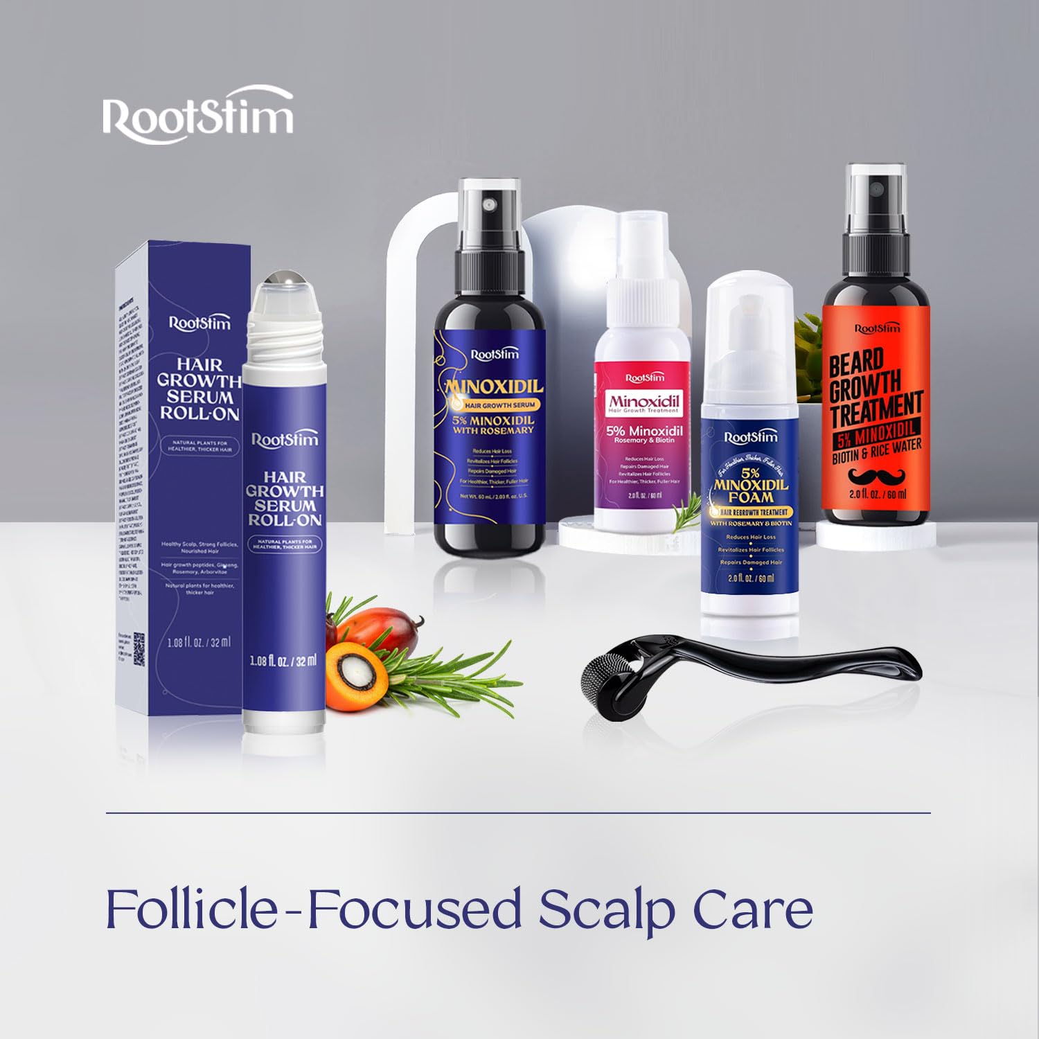 Hair Growth Serum Roll On with Rosemary, Caffeine & Biotin, Helps Support Fuller-Looking Hair, Clean Non-Greasy Scalp Serum for Thinning Hair 1.08 Fl Oz