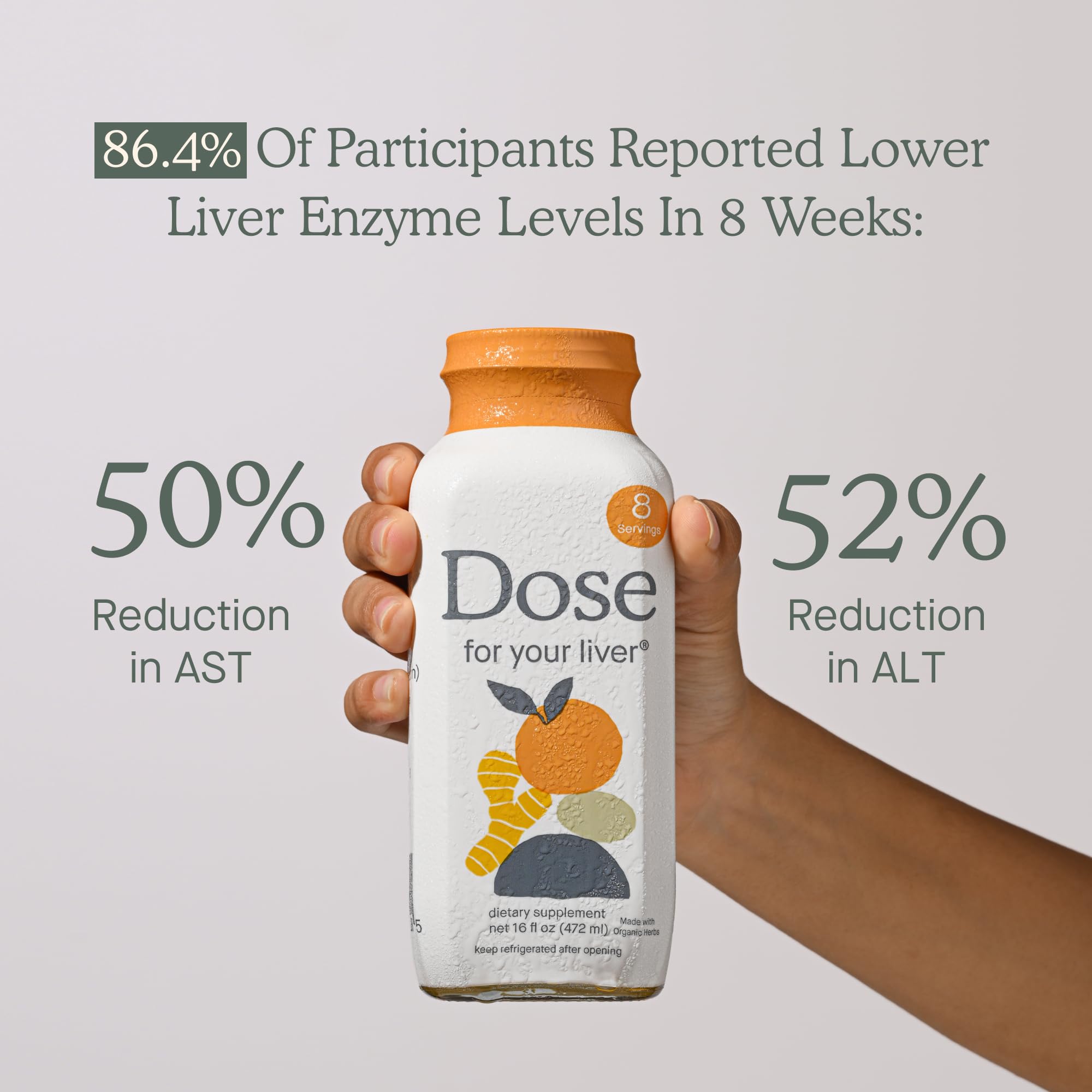 DOSE for Your Liver Cleanse Detox & Repair, Made with Organic Milk Thistle Supplement with Turmeric, Dandelion, Ginger, and Orange, Supports Healthy Liver Function,16oz Bottle, 3 Pack (3 Week Supply)