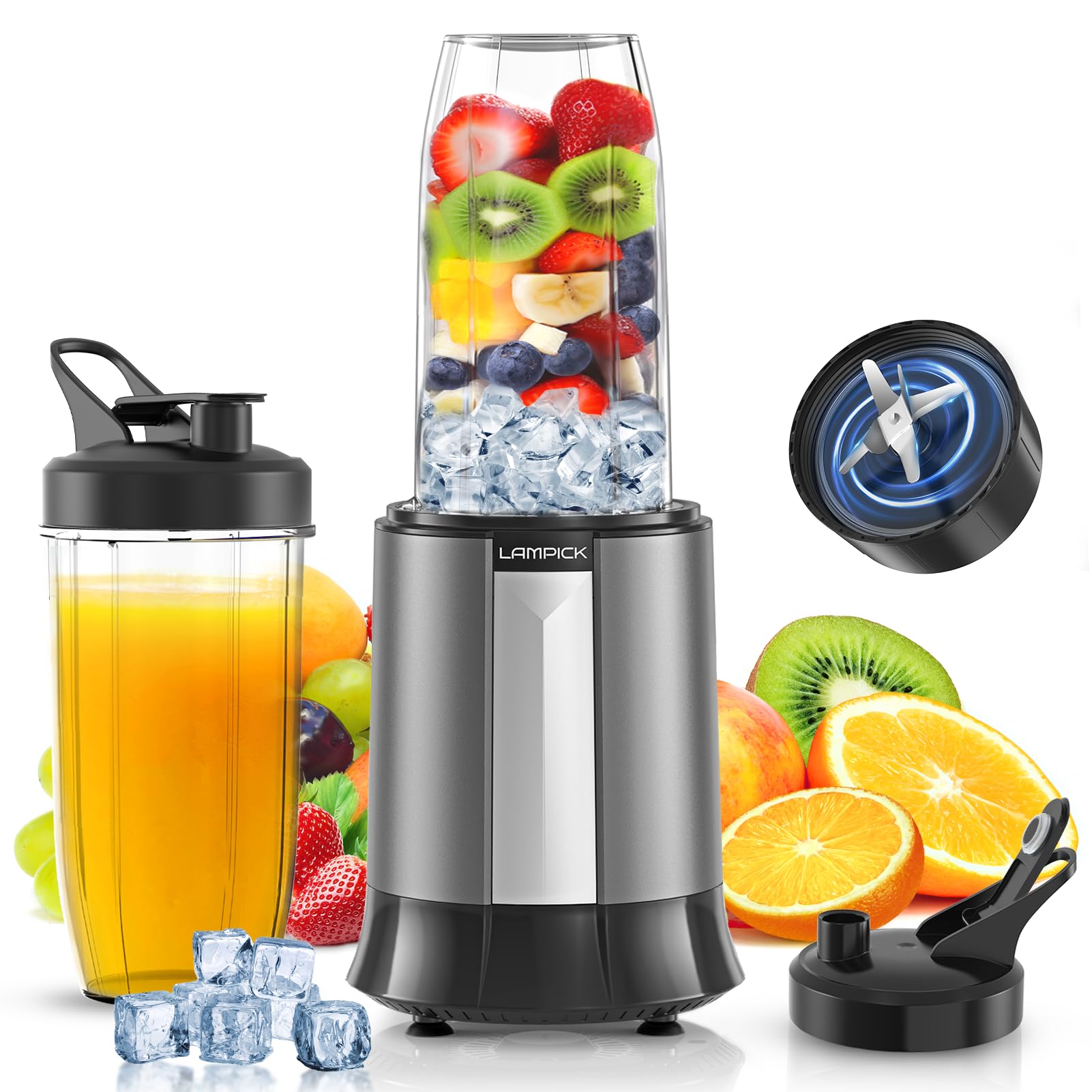 900W Personal Blender for Smoothies, Shakes and Nutrient Extractions with 2pcs BPA-Free 27oz Portable To-Go Bottles