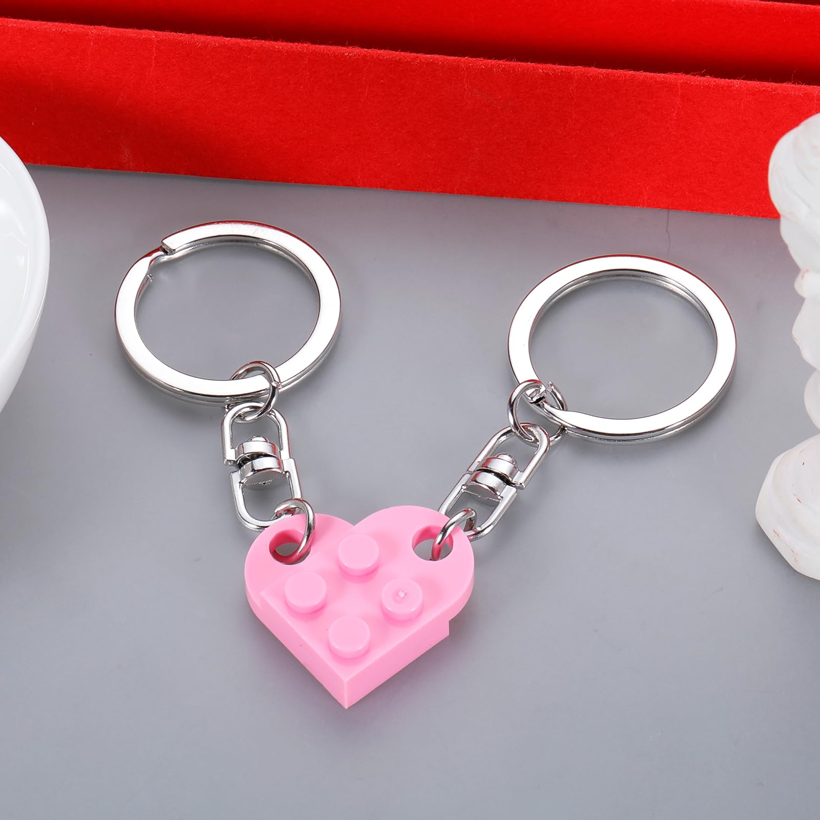 VANLOVEMAC Couples Matching Stuff Gifts for Girlfriend Boyfriend Cute Gifts for Women Friends Sister Christmas Valentines Day Birthday Gifts for Him Her Teen Girls Pink Heart Brick Keychain