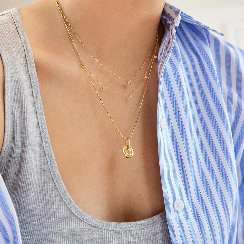 Obidos 14K Gold Plated Modern Circular Pendant Necklaces