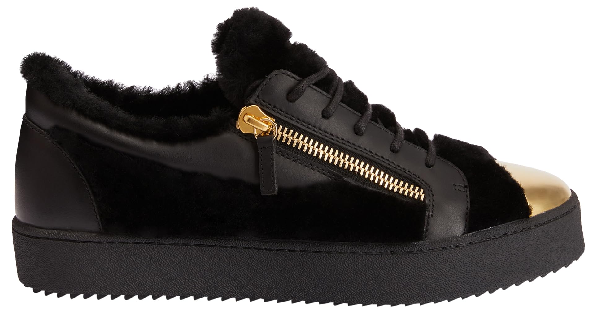 Giuseppe Zanotti, Frankie Winter Leather Low Top Sneakers, 10, Black