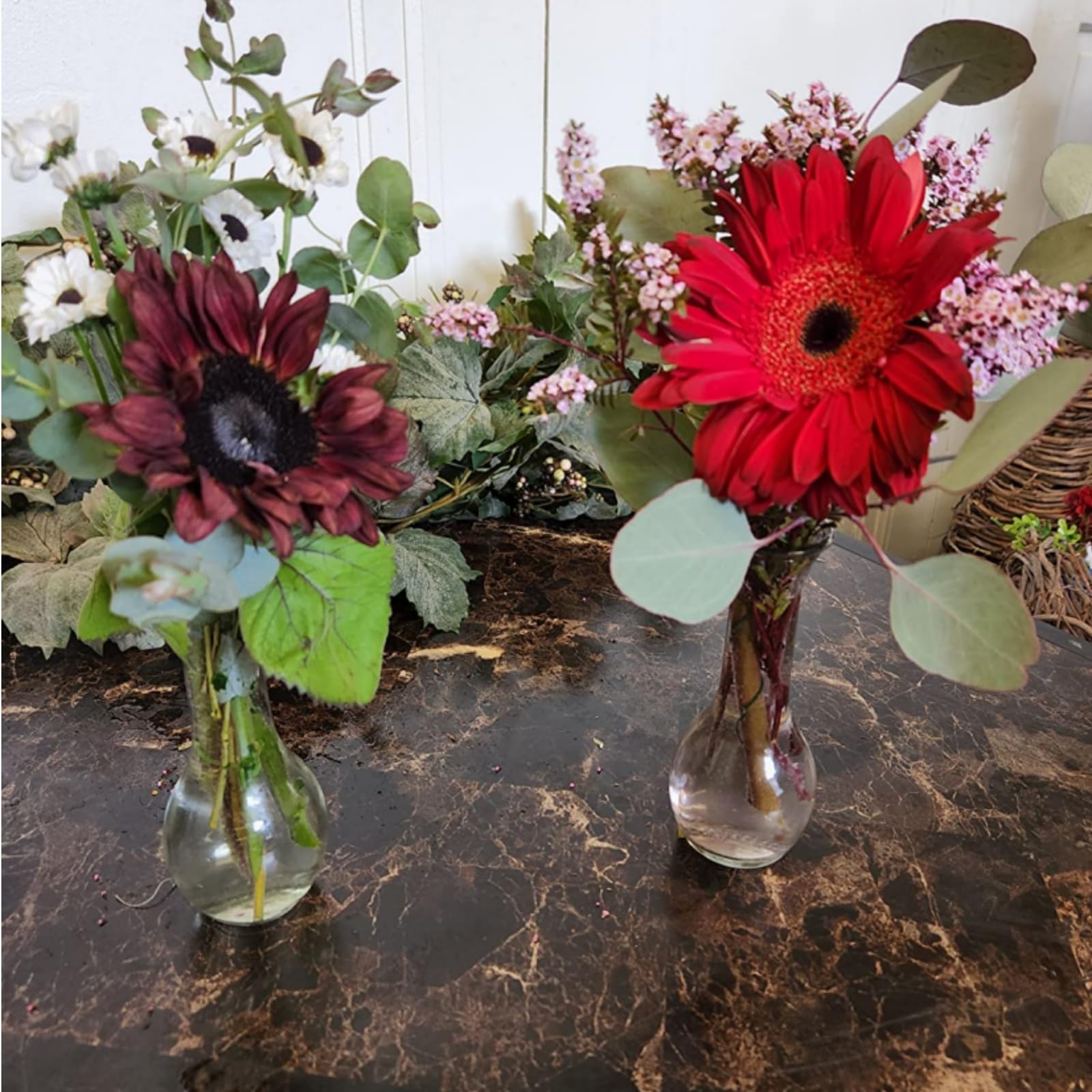 ZOOFOX Set of 16 Glass Bud Vase, Small Vases for Single Rose, Clear Glass Flower Bottle for Rustic Wedding Centerpieces, Home Table Flower Decor, Floral Arrangements