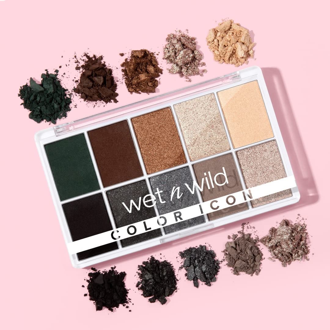 wet n wild Color Icon 10-Pan Eyeshadow Makeup Palette, Blue Lights Off, Long Lasting, Shimmer, Metallic, Glittery, Matte, Rich Smooth Pigment, Cruelty Free