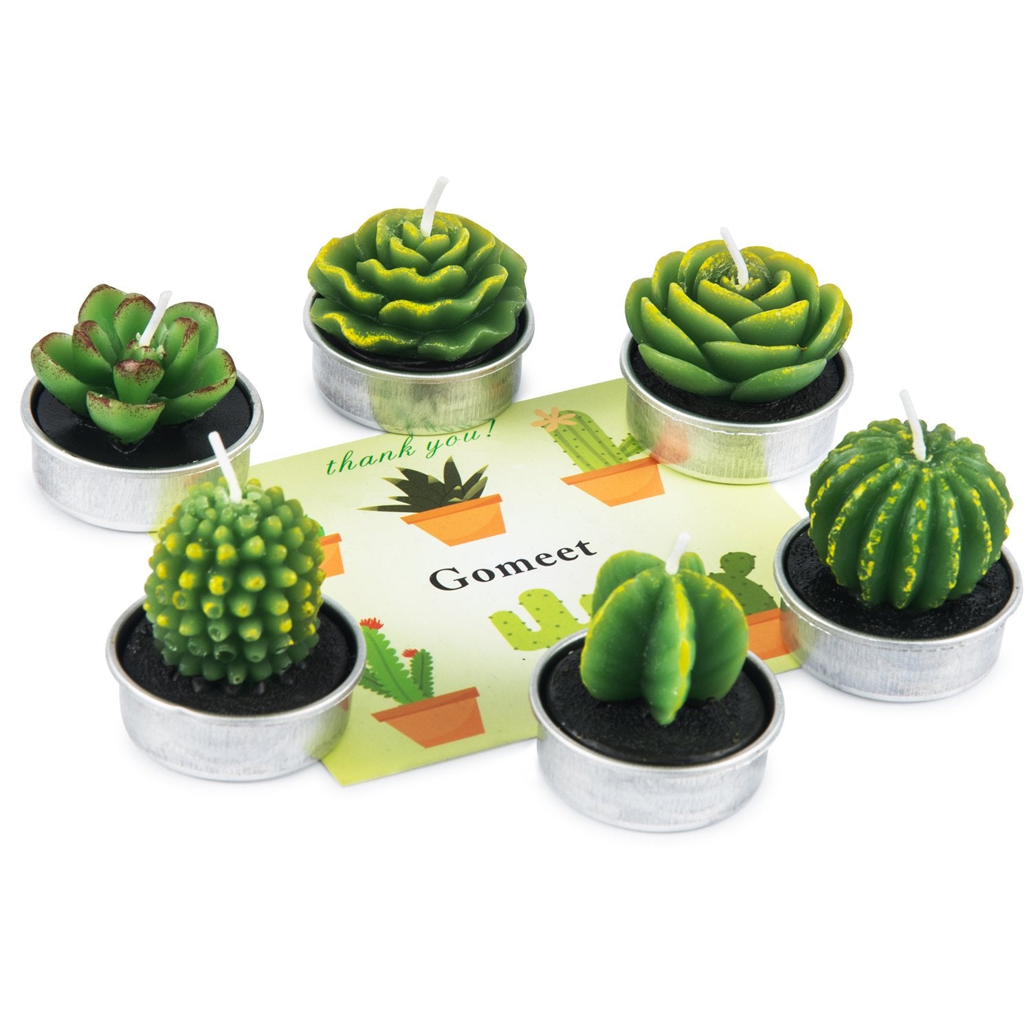 Handmade Delicate Succulent Cactus Candles for Birthday Party Wedding Spa Home Decoration(6 Packs-1)