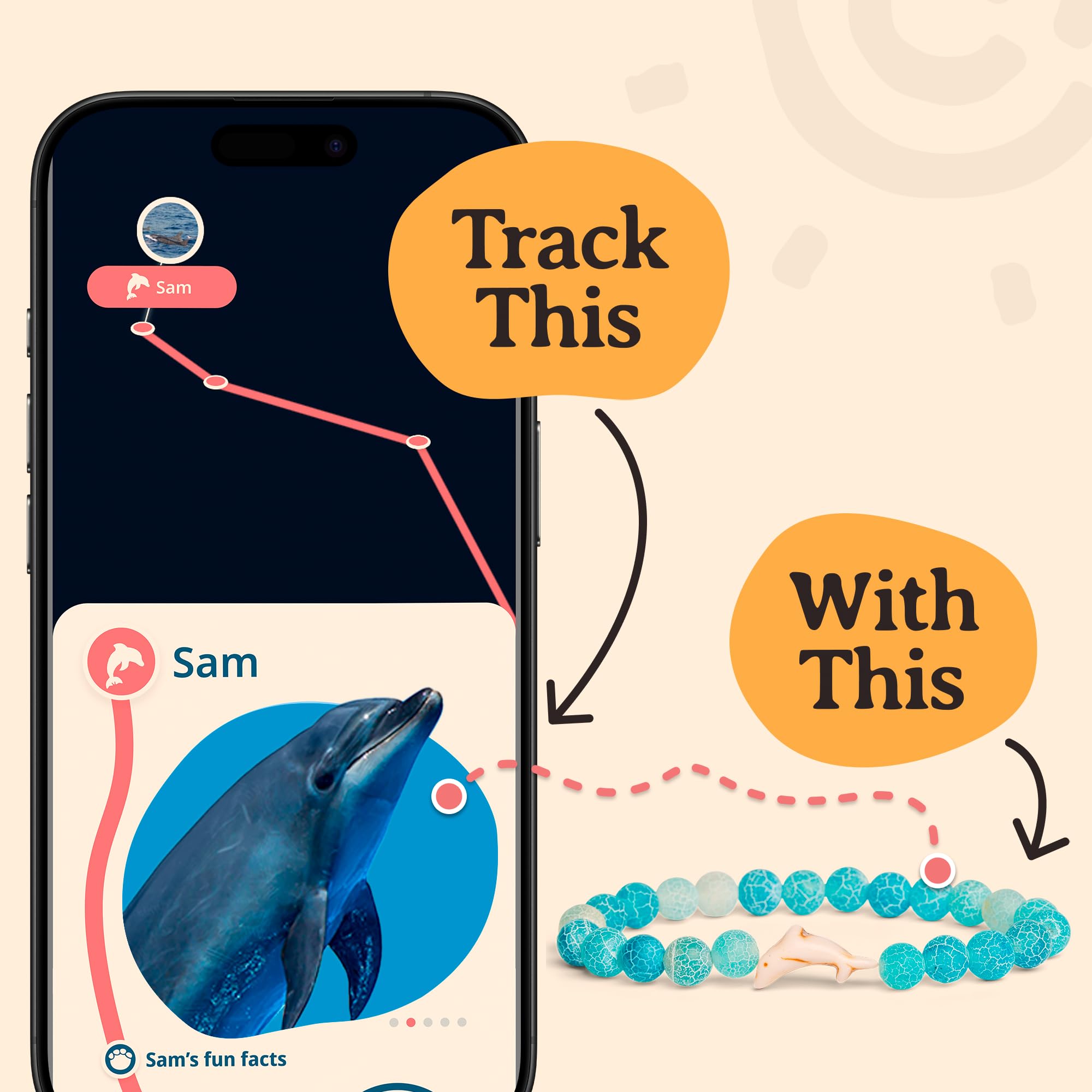 Fahlo Dolphin Tracking Bracelet, Elastic, supports FIU Marine Conservation, one size fits most for Men and Women (Seafoam)