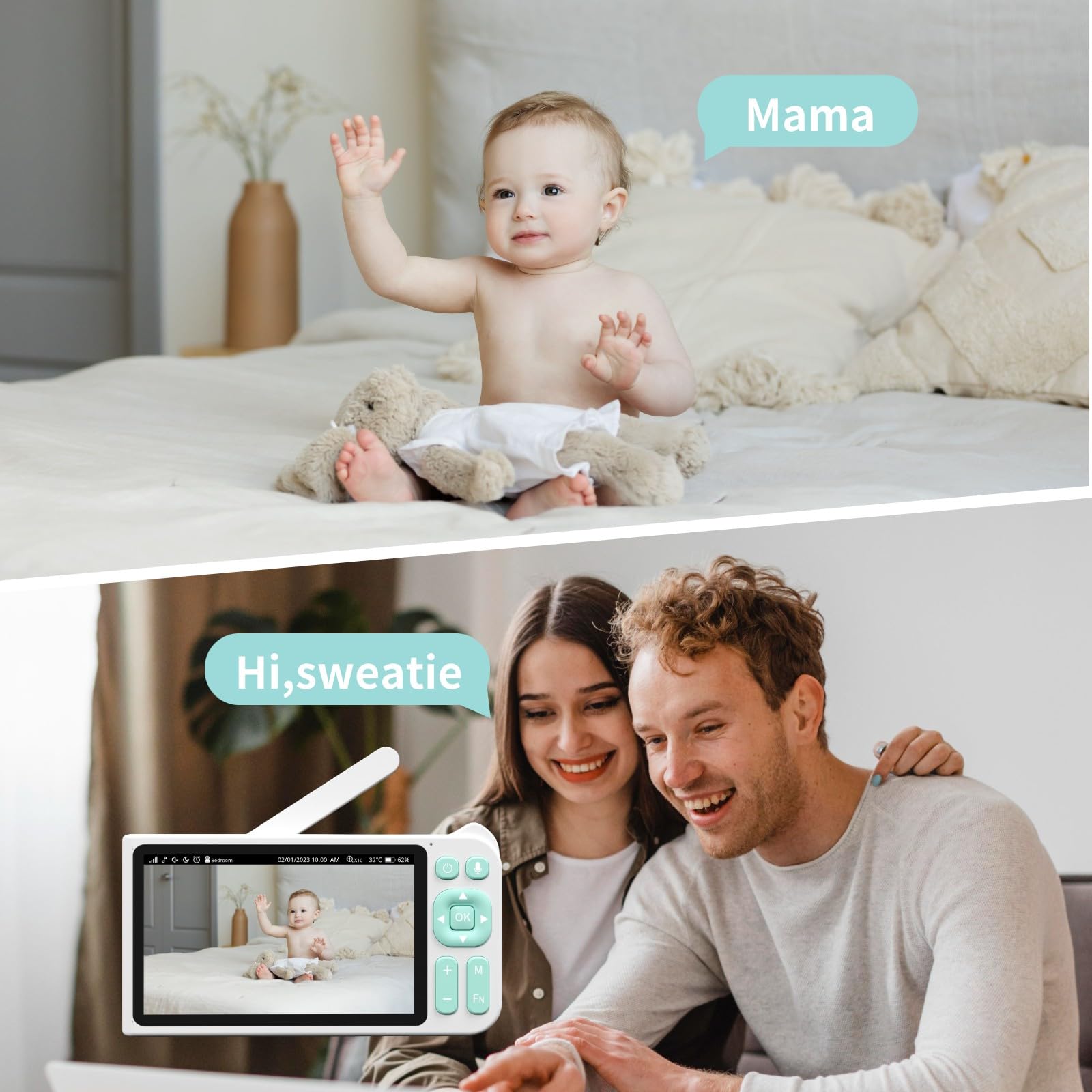 GardePro Video Baby Monitor with 3000ft Long Range, 5” Display, 1080p FHD Camera, 2-Way Audio, No WiFi, Super Clear Night Vision, 5000mAh Battery, Pan Tilt Zoom, Lullabies, White