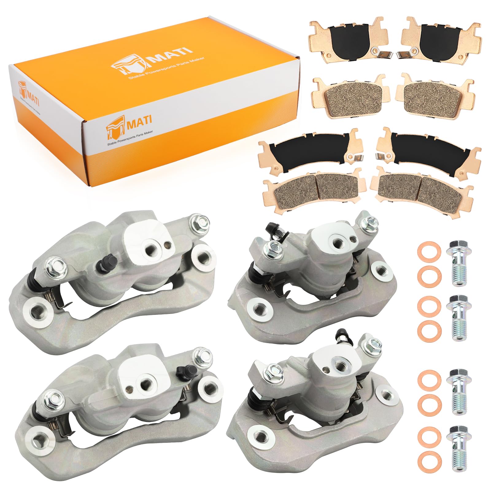 M MATI Front & Rear Disc Brake Calipers with Sintered Pads for Honda Pioneer 1000 Talon 1000 1000X 1000R SXS1000 2016-2023