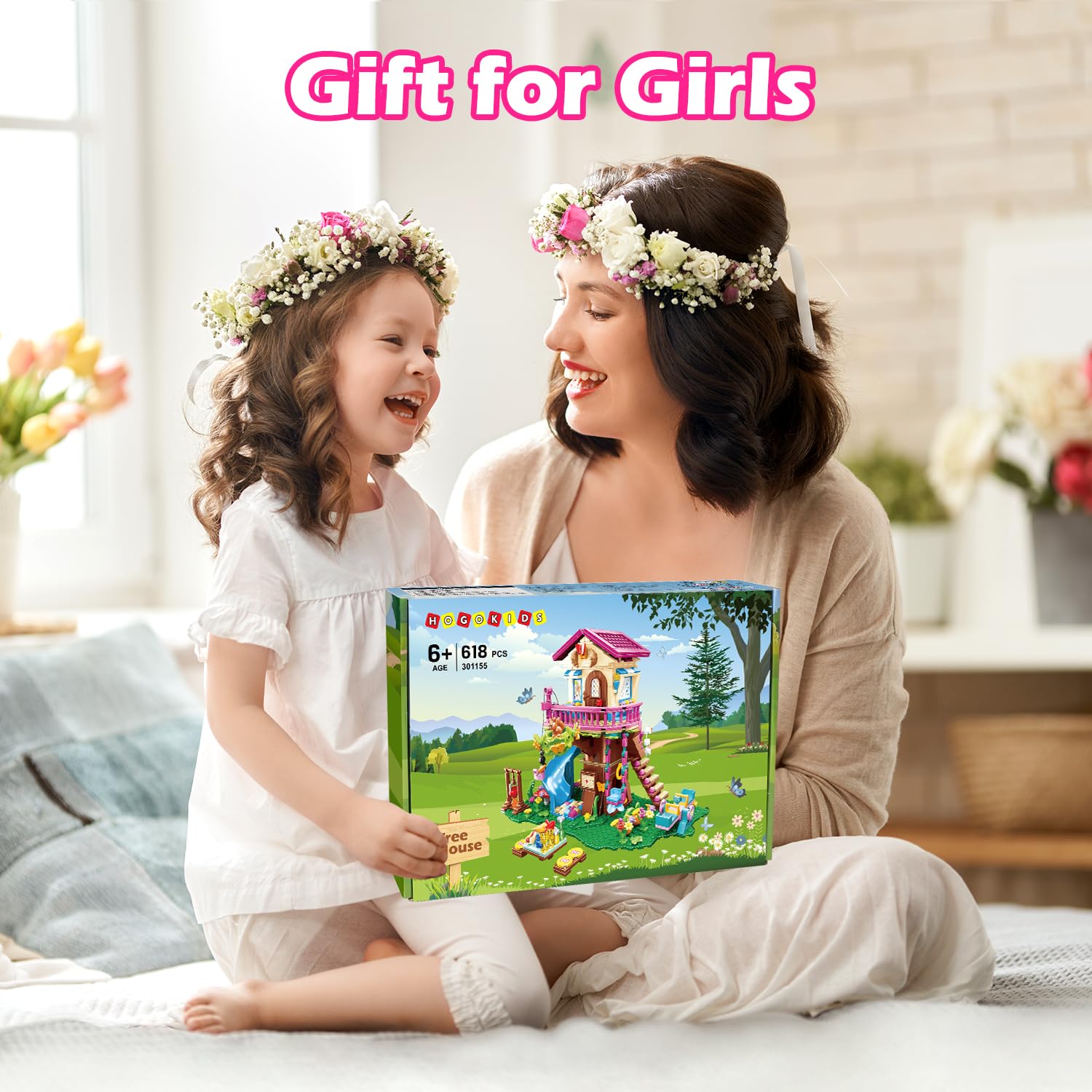 HOGOKIDS Tree House Building Set with LED Light - 622pcs Treehouse Building Blocks Toys, Forest Up House Building Kit with Slide, Birthday Gifts for Kids Girls Boys Age 6 7 8 9 10 11 12+