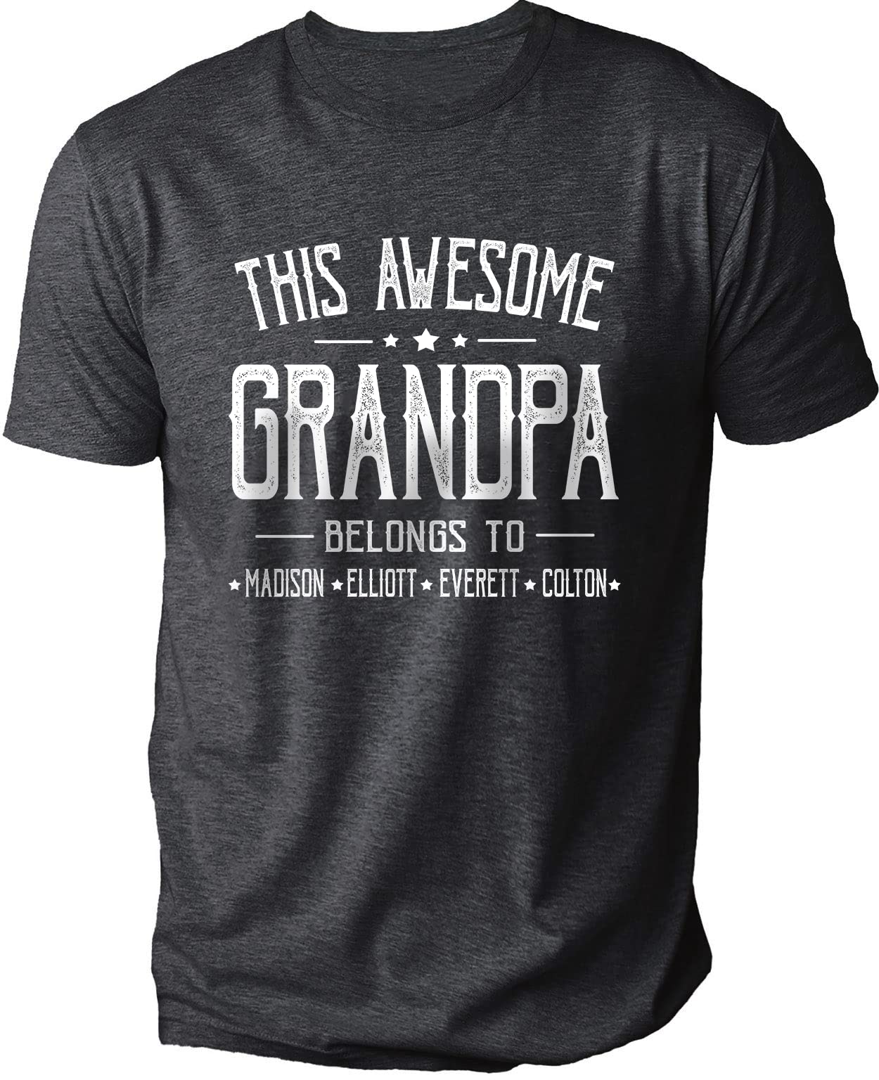 Personalized Grandpa Shirt - This Awesome Grandpa Belongs to Kids Name Tee, Grandpa Gifts, Customized Grandpa Shirts for Men, Fathers Day Birthday Gifts for Grandpa, Gifts from Grandson Granddaughter