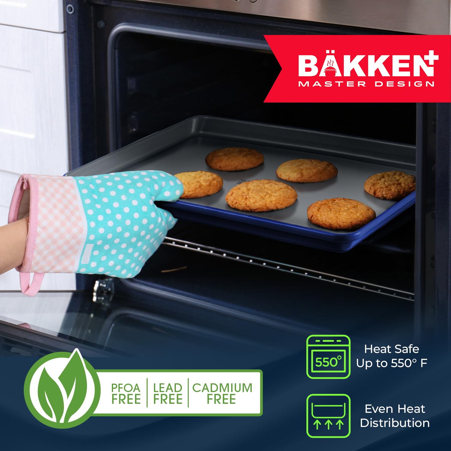 BAKKENMASTER Square Cake Pan - Aluminized Steel, Ceramic Non-Stick Coating, Non-Toxic, Ideal Size, Heavy-Duty, Elevate Your Baking with Durability and Style!