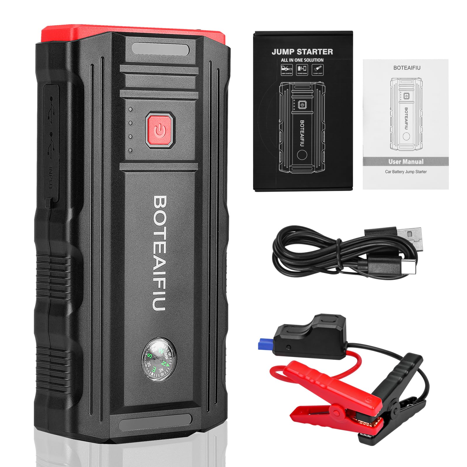 Car Battery Jump Starter 2000A Up to 8.0L Gas and 6.0 L Diesel Engine12V Auto Battery Booster Quick Charge Power Bank Jumper Cable with LED