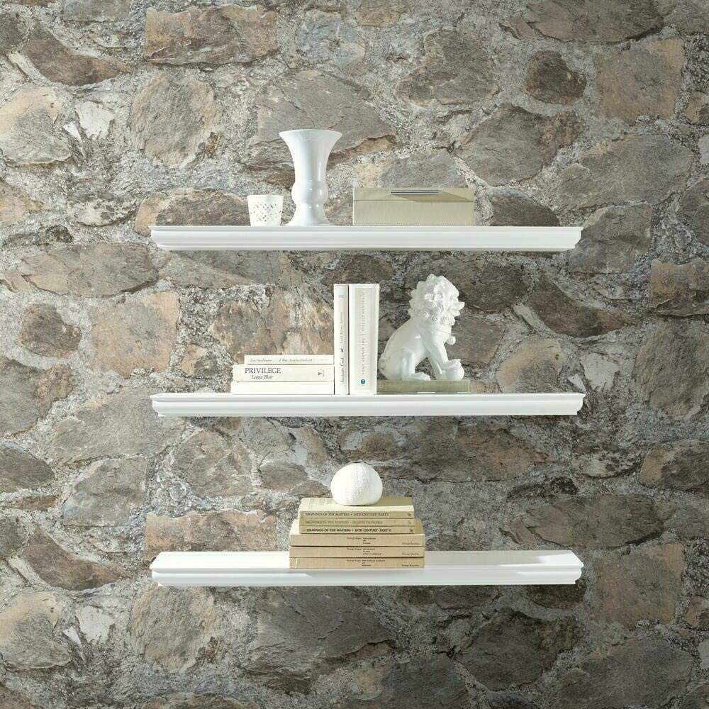 RoomMates RMK9096WP Gray and Almond Weathered Stone Peel and Stick Wallpaper