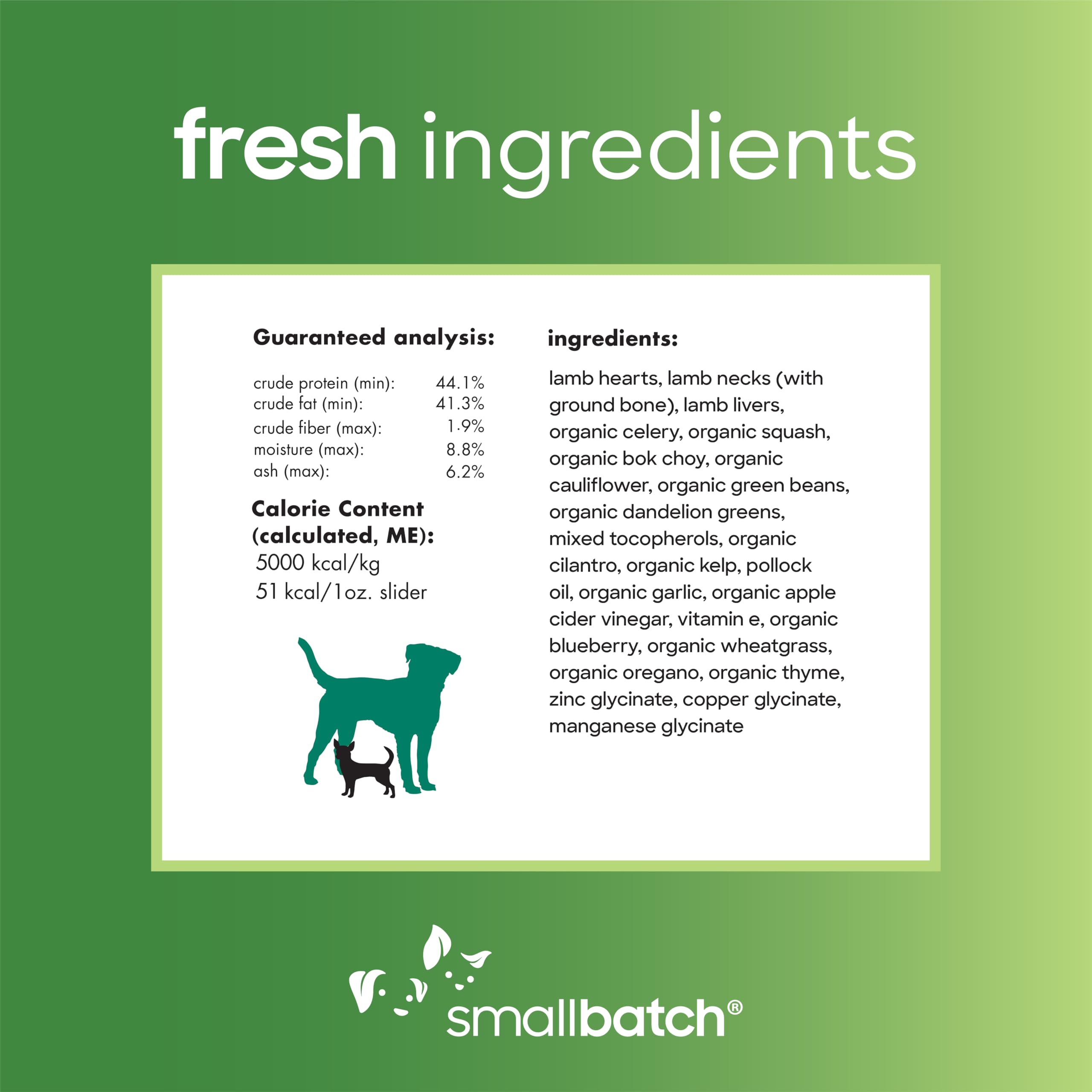 smallbatch Pets Freeze-Dried Premium Raw Food Diet for Dogs, Lamb Recipe, 14 oz, Made in The USA, Organic Produce, Humanely Raised Meat, Hydrate and Serve Patties, Single Source Protein, Healthy