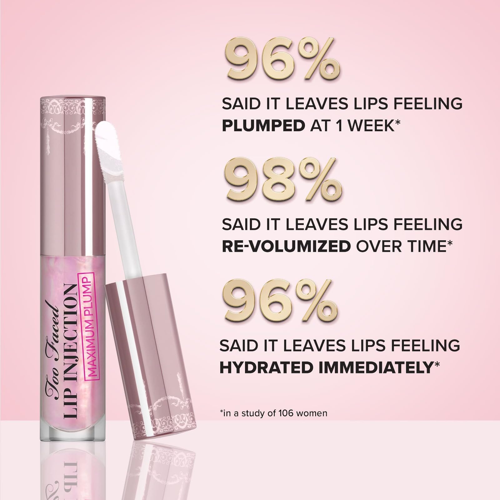 Too Faced Lip Injection Maximum Plump Extra Strength Lip Plumper Gloss | Hydrating + Plumping, 0.14 fl. oz., Travel Size, 0.1 fl. oz., Original