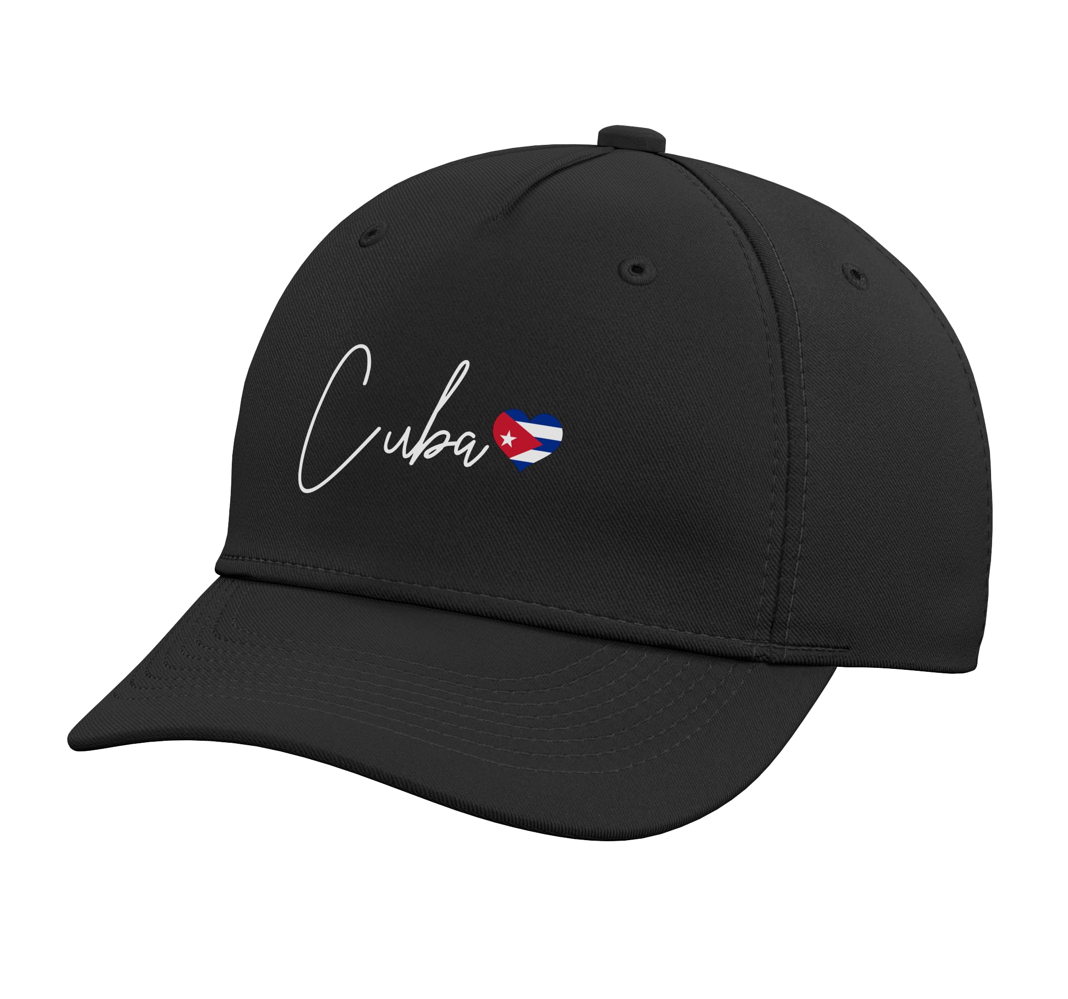 Cuba Heart Pride Cuban Flag Adjustable Printed Baseball Hat, Black