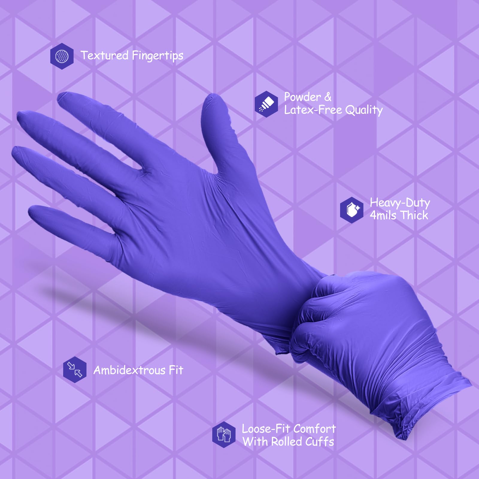 PEIPU Nitrile Gloves,Disposable Cleaning Gloves,(Small, 50-Count) Powder Free, Latex Free,Rubber Free,Ultra-Strong,Food Handling Use, Single Use Non-Sterile Protective Gloves