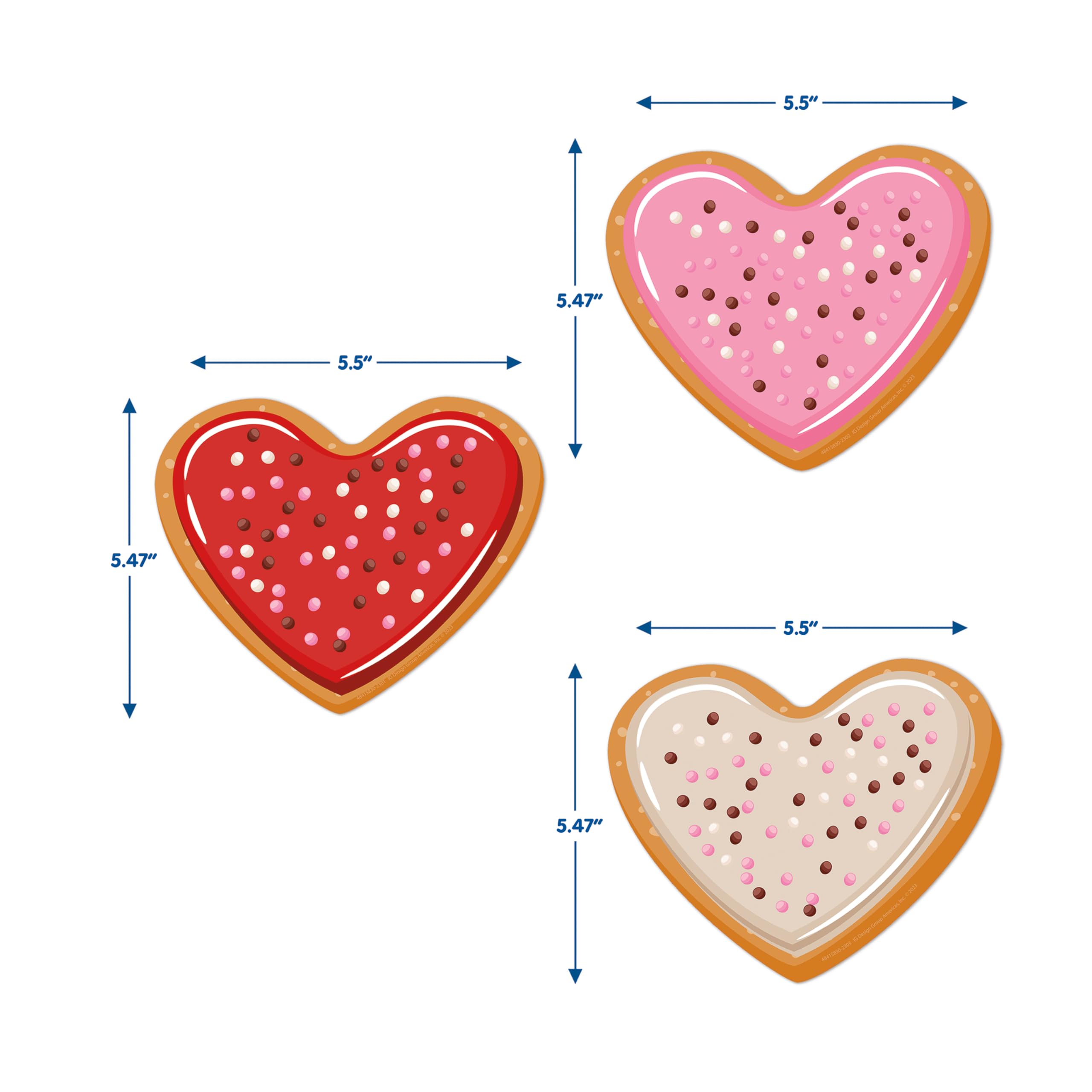 Eureka Valentine's Day Cookies Paper Cut-Out Classroom Decorations for Teachers, 36 Pieces