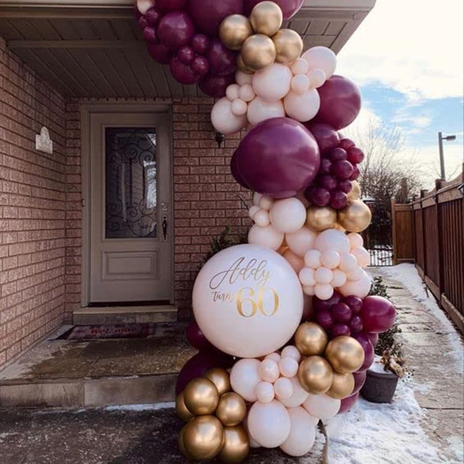 PartyWoo 140 pcs Burgundy & Pink Balloon Garland Kit, Burgundy, Gold, Pastel Pink Balloons for Balloon Garland Arch Kit, Birthday Party, Baby Shower, Wedding