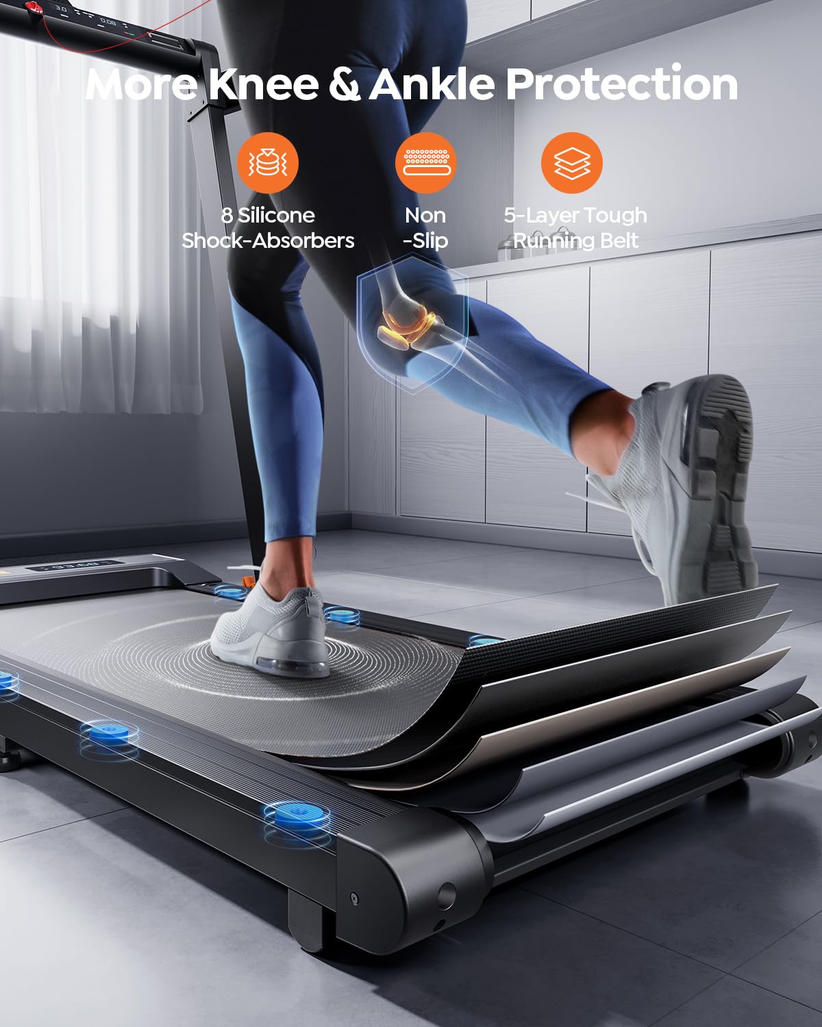 Acezoe 2 in 1 Foldable Treadmills for Home Small Office, 2.5HP Walking Pad Treadmill with Handle Bar, 300lbs Capacity, Under Desk Treadmill with Smart APPs, 12 HIIT Modes and Touch Screen