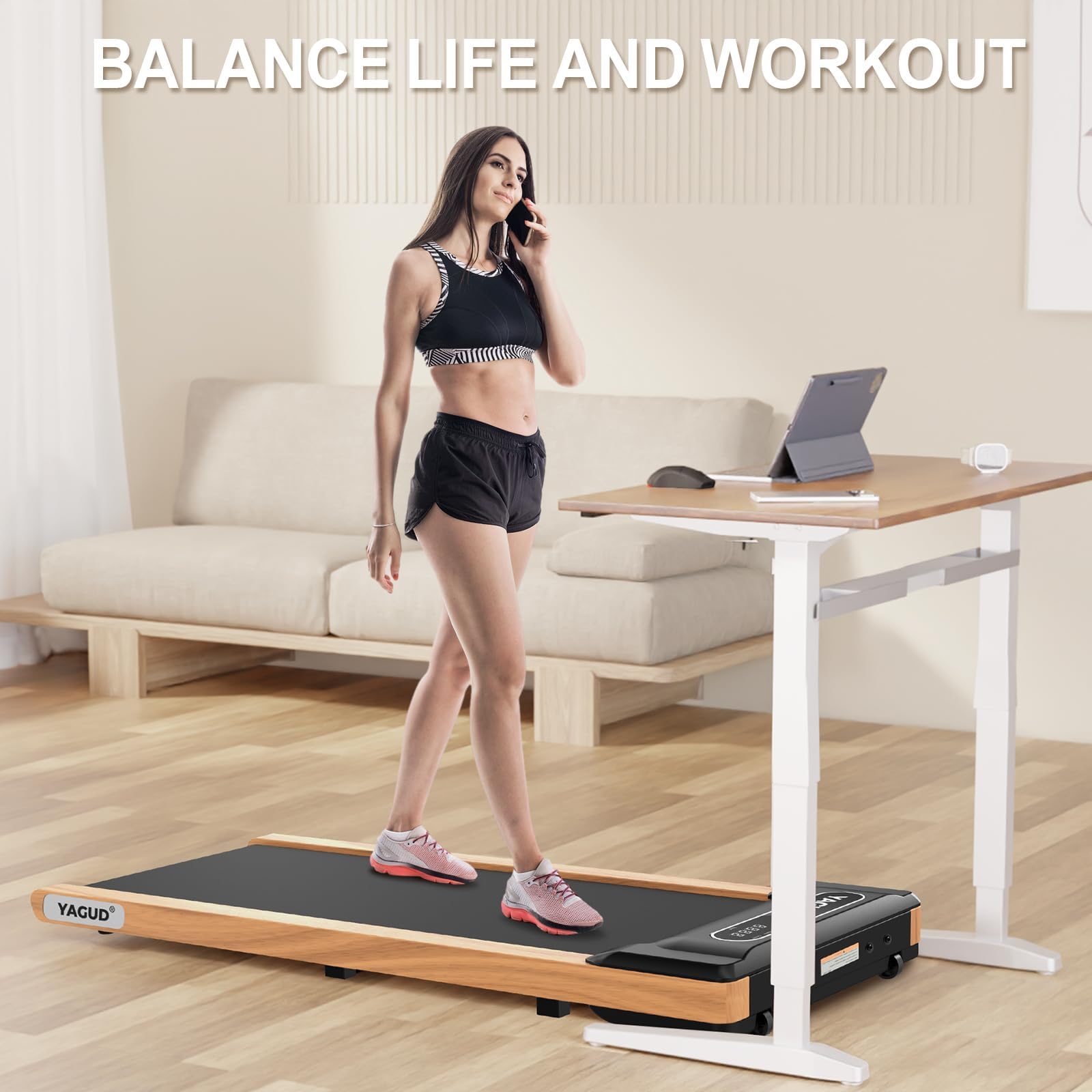 Walking Pad, Walking Pad Treadmill for Home Office, Portable Under Desk Treadmill with Remote Control and LED Display, Walking Jogging Running Machine