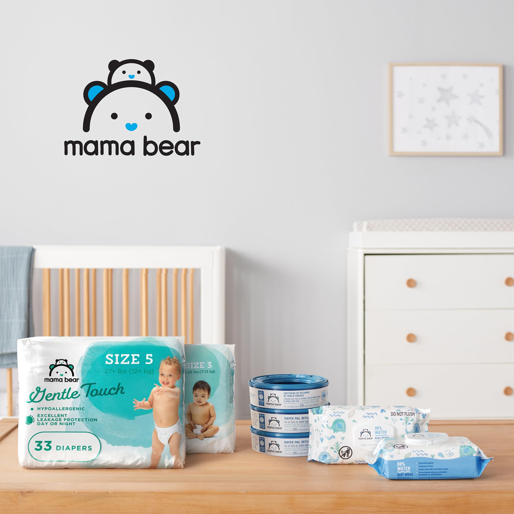 Amazon Brand - Mama Bear Gentle Touch Diapers, Hypoallergenic, Size 4, 148 Count, 4 Packs of 37