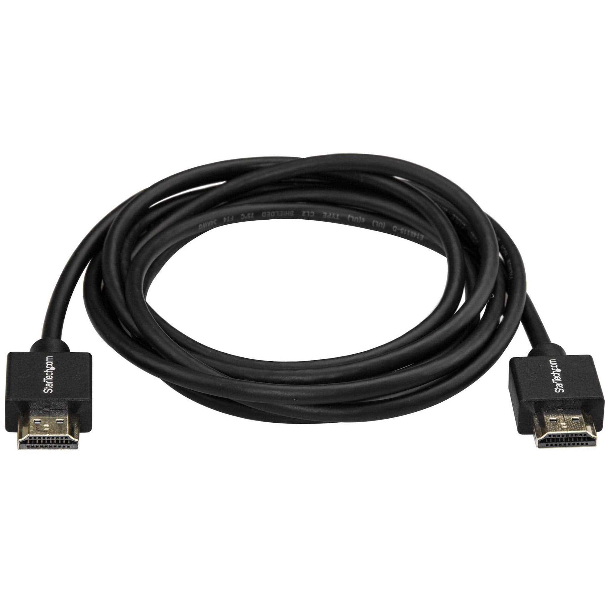 StarTech.com 6.6ft (2m) Slim HDMI 2.0 Cable, 4K 60Hz High Speed HDMI Cable w/Ethernet, HDR10, HDMI Cord, M/M Gripping