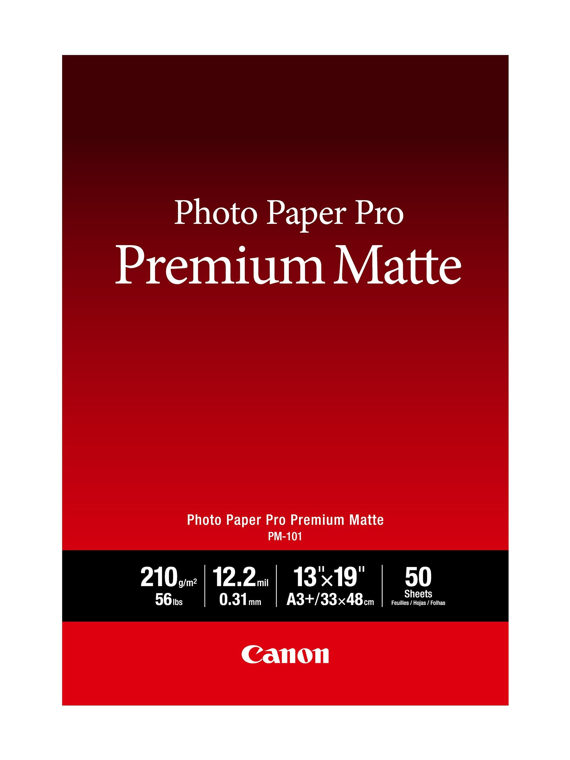 CanonInk Photo Paper, Pro Premium, Matte 13x19 (50 Sheets) (8657B010) , White , A4
