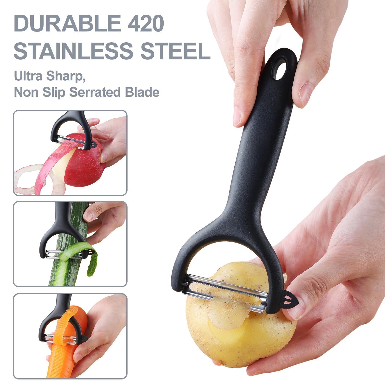 SupMaKin Safe Mandoline Slicer for Kitchen, Vegetable Food Potato Chip Slicer Maual Adjustable Thickness, Chopping Artifact Fast Veggie Salad Chopper Light Gray