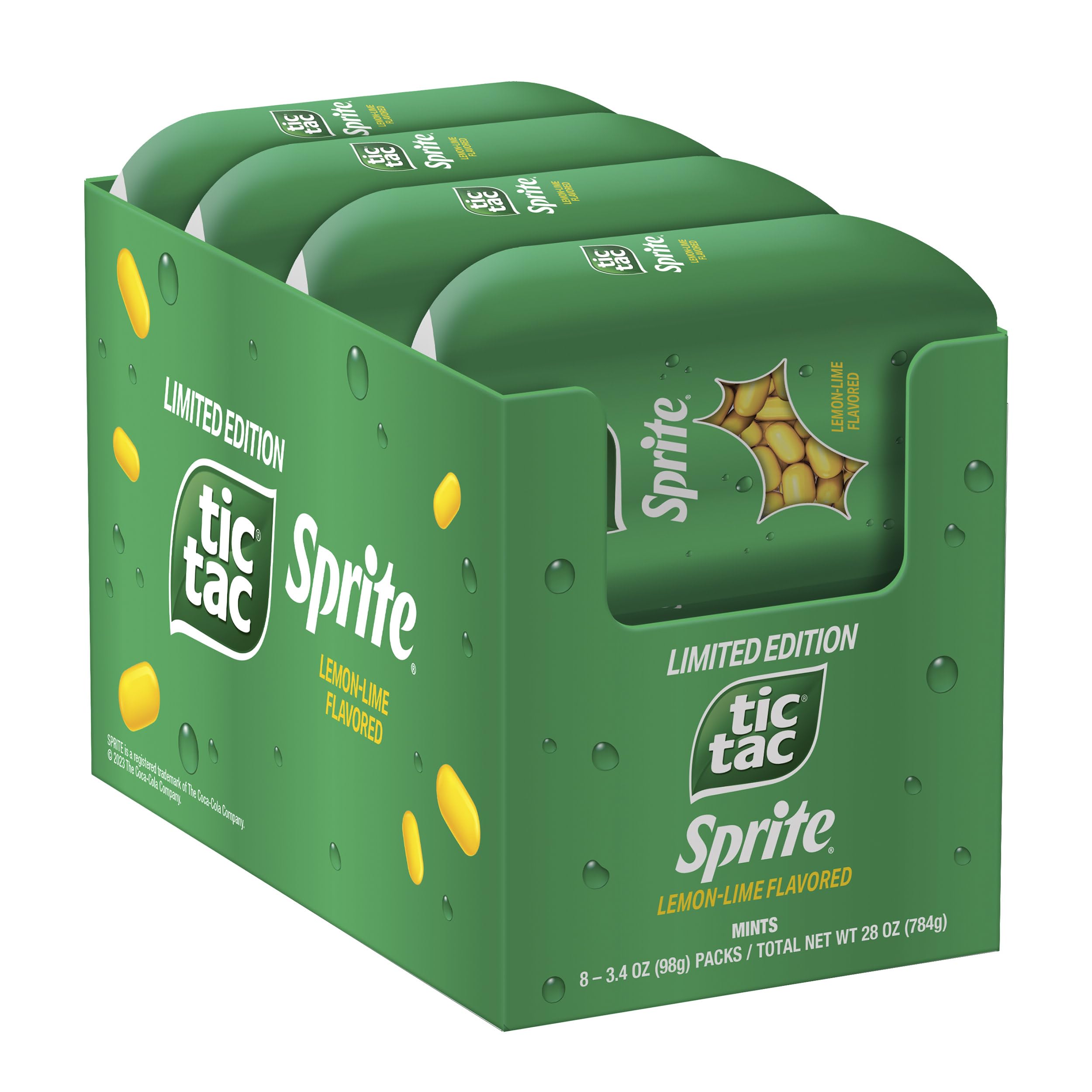 Tic Tac, Sprite Lemon-Lime-Flavored, On-The-Go Refreshment, 3.4 oz Each, Bulk 8 Pack