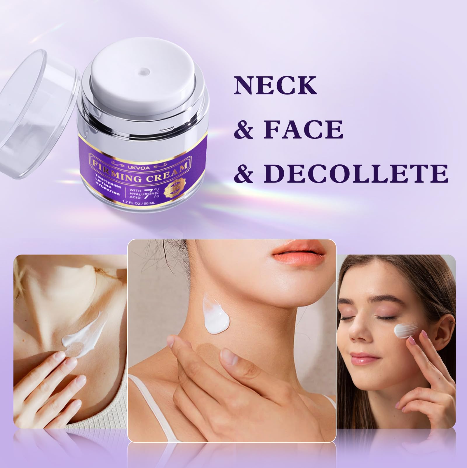 UKVOA Retinol Neck & Face Wrinkle Cream for Women, Neck Cream for Tightening and Firming, Anti Aging Skin Care with Collagen & Hyaluronic Acid, Instant Face Lift Cream 1.7 Fl Oz