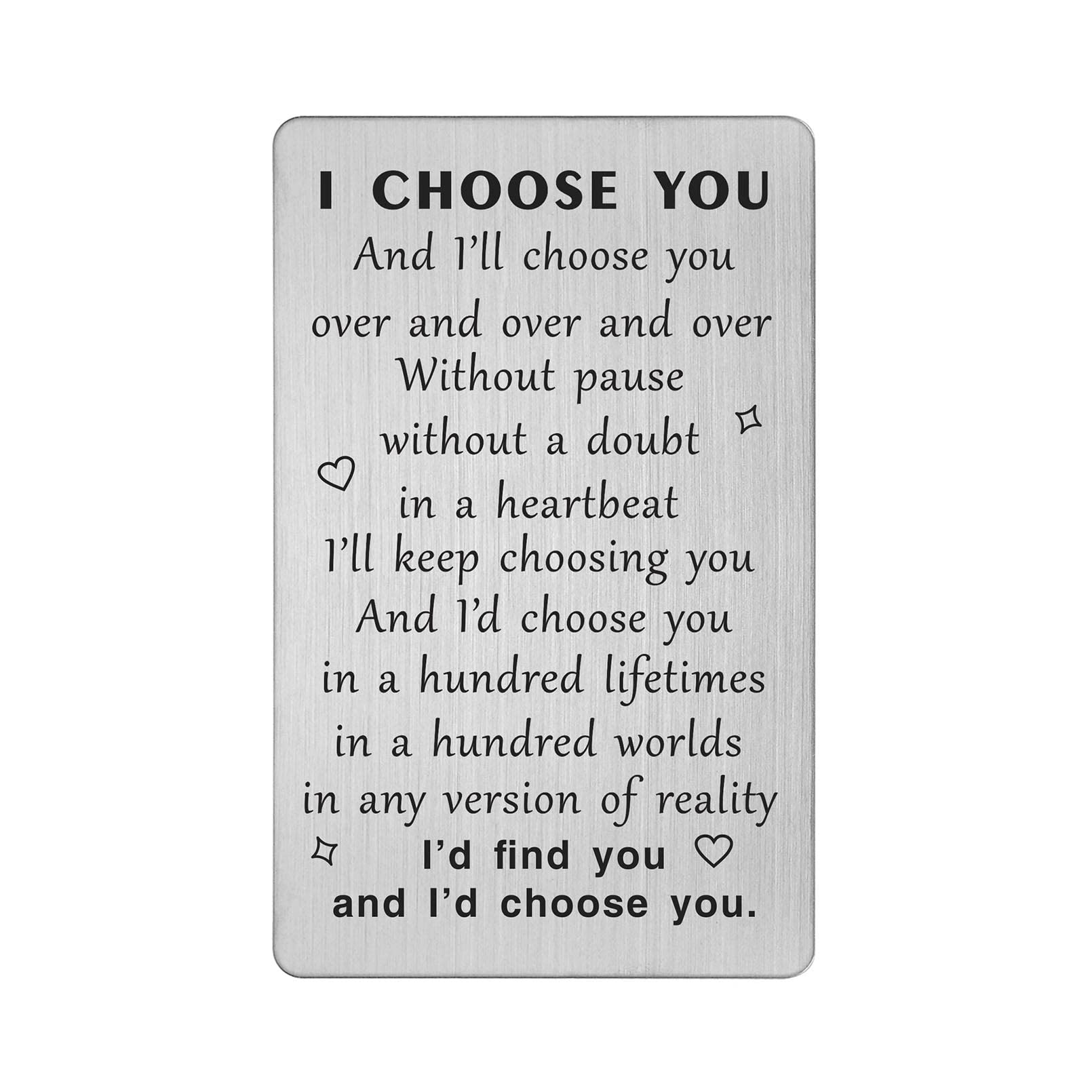 TANWIH I Choose You Wallet Card Gift, Groom Gifts from Bride on Wedding Day, I Love You Cards Gifts for Him Husband, Engagement, Valentines