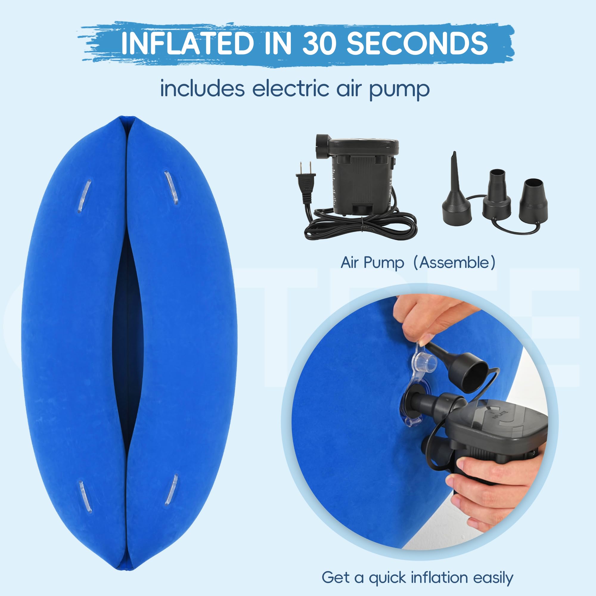 OUTREE Upgraded Sensory Chair for Kids — 60" Sensory Pod Inflatable Peapod for Children, Includes Electric Air Pump,Sensory Toys Giftfor Kids with Autism,Blue