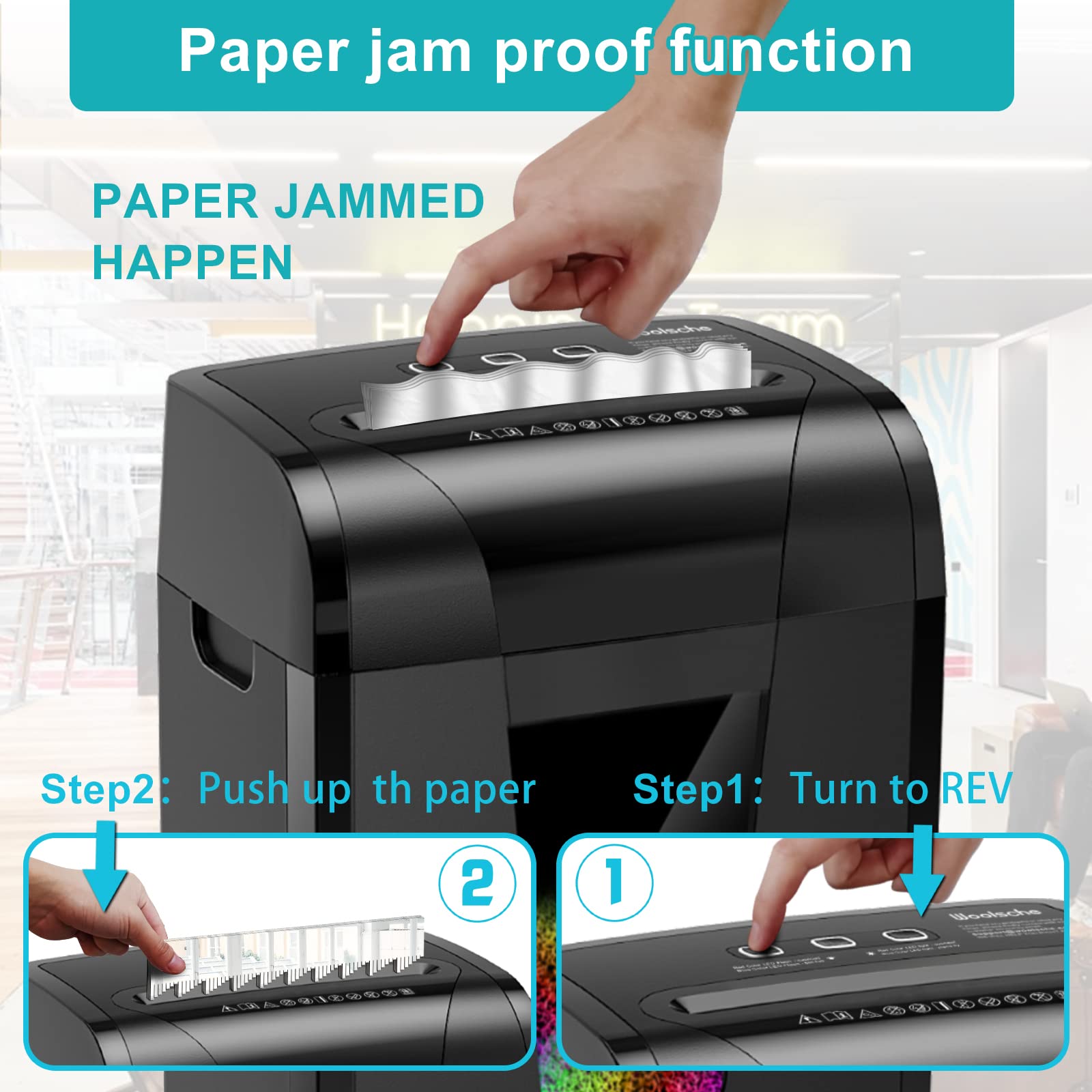 Woolsche Paper Shredder, 18-Sheet Cross Cut with 5.28-Gallon Pull Out Bin, P-4 Security Level, Shred Paper and Credit Card and CD, Durable&Fast with Auto Jam Proof System Shredder for Office