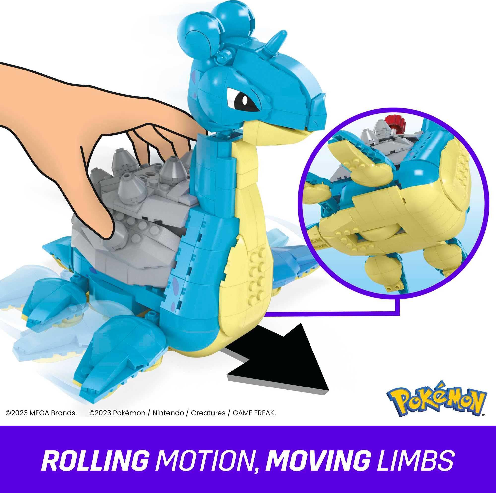 MEGA Pokémon Building Toys Set Lapras with 527 Pieces, Articulated and Poseable with Motion, 6 Inches Tall, for Kids