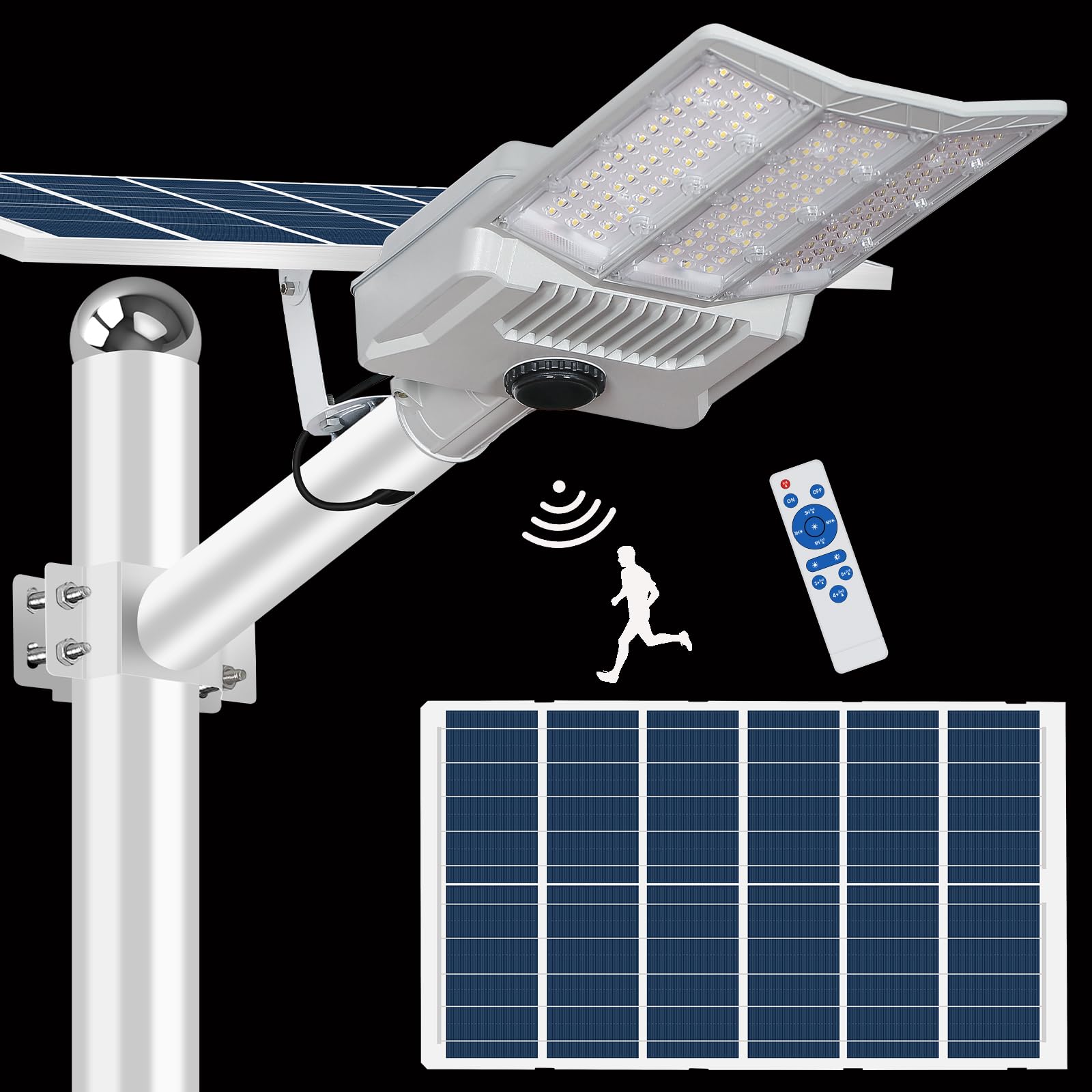 HWHDJ 5000W Solar Street Light,IP67 Solar Street Lights Outdoor, 200000LM 6500K High Powered Commercial Parking Lot Lights Dusk to Dawn, with Remote for Yard, Parking Lot, Driveway