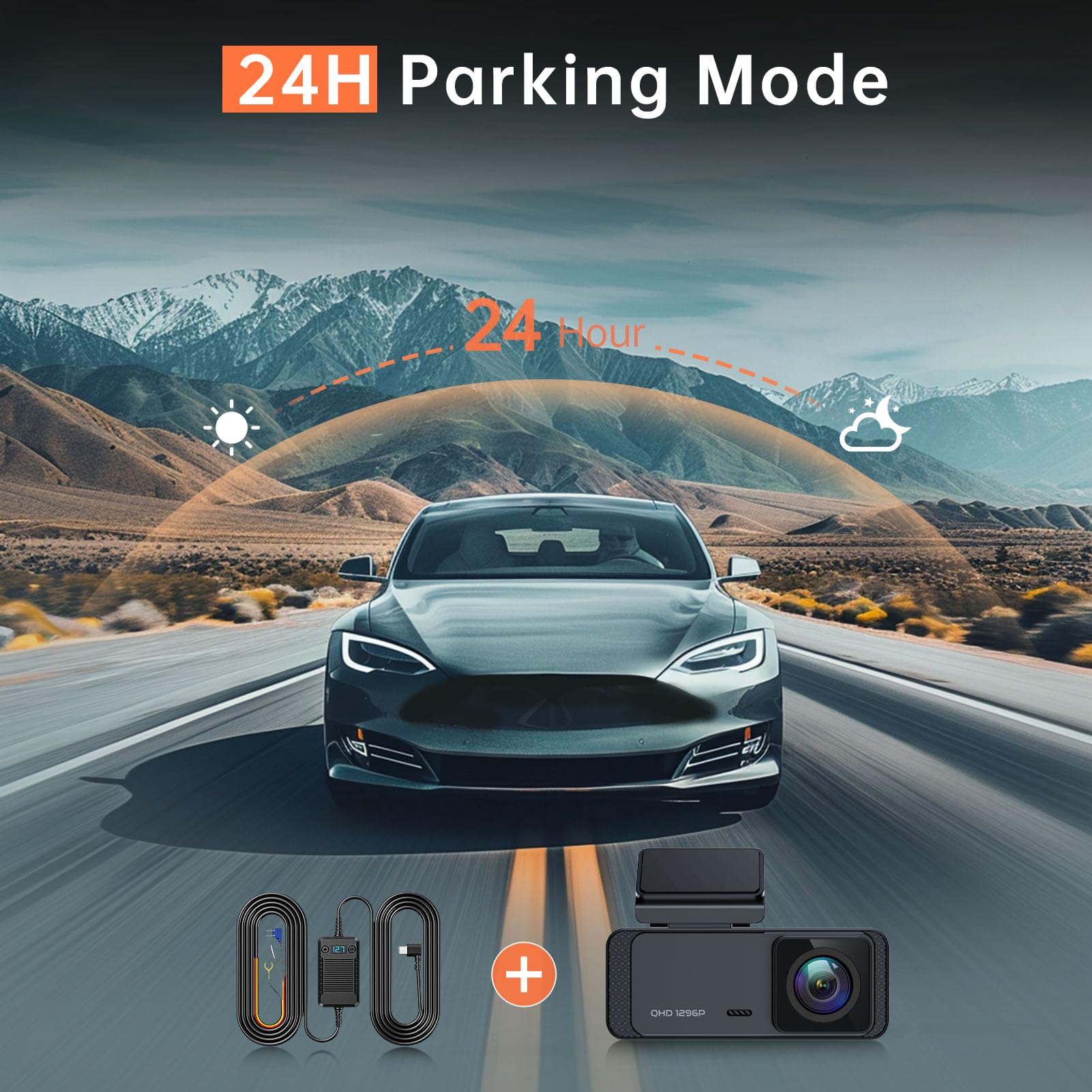 Dash Cam, 1296P Front Dashcam, Veement V300 WiFi Dash Camera for Cars with App, Night Vision, Mini Hidden Single Car Camera, Loop Recording, 24H Parking Mode, Support 256GB Max, Black